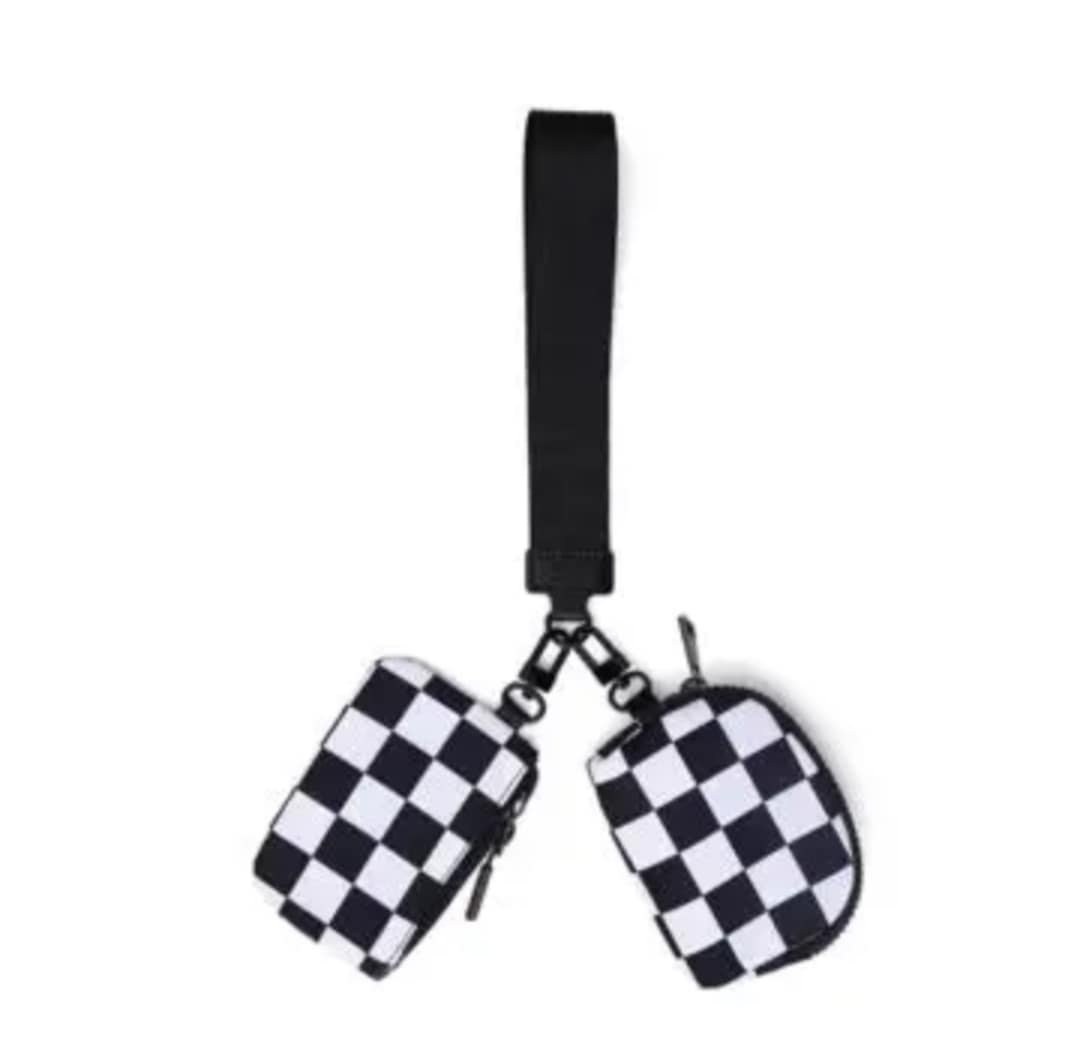 Checkerboard Dual Pouch Wristlet