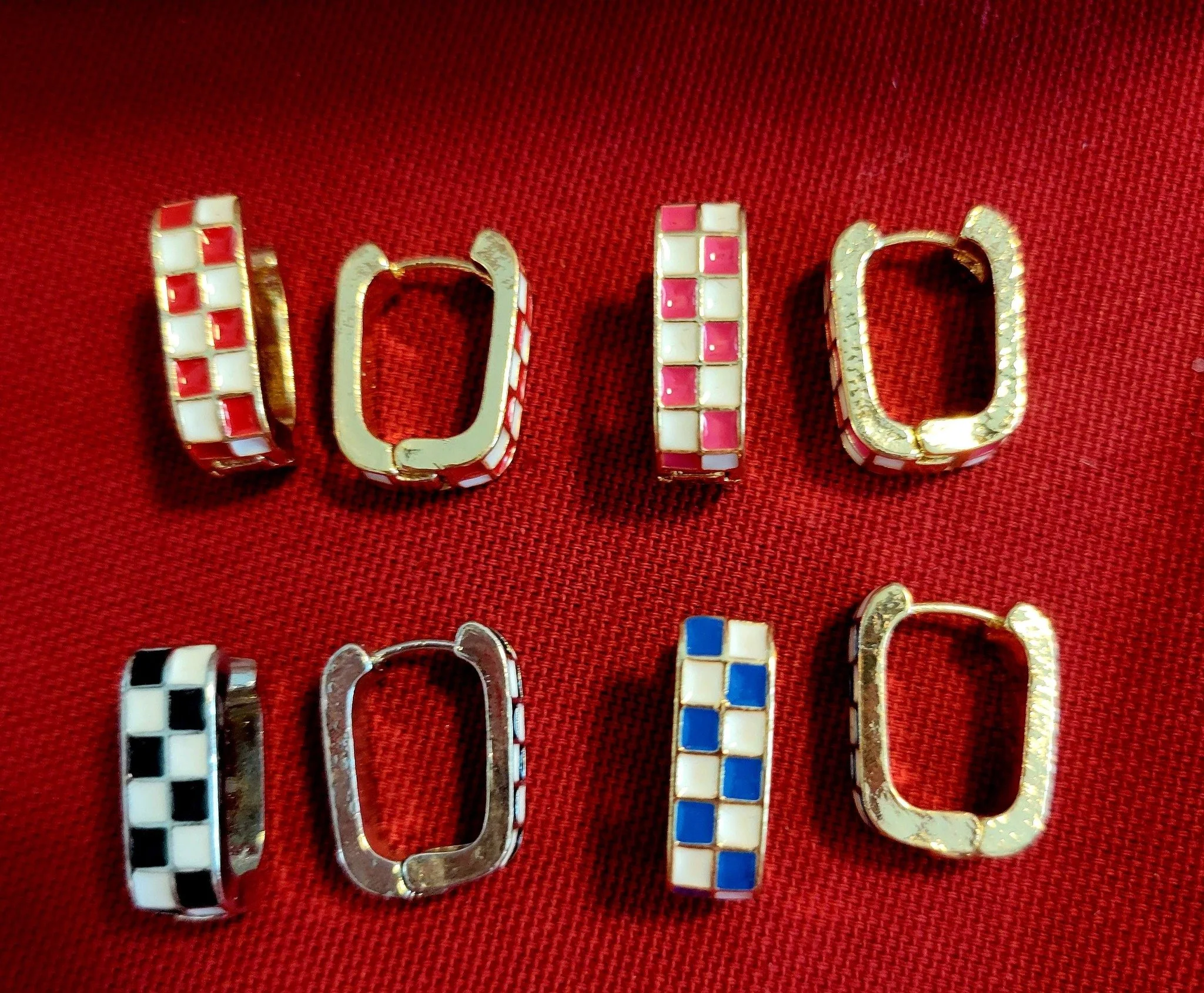 Mini Checkered Hoop Earrings