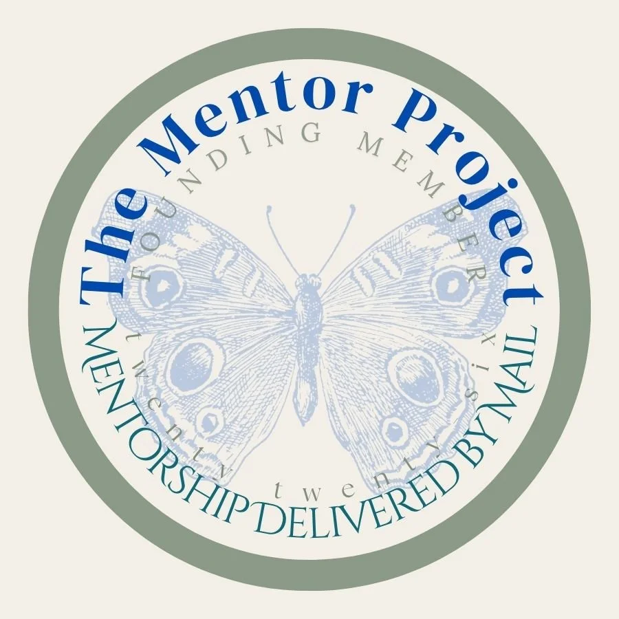 Logo for The Mentor Project featuring a butterfly with text around it that reads 'The Mentor Project' and 'Mentorship Delivered by Many'.