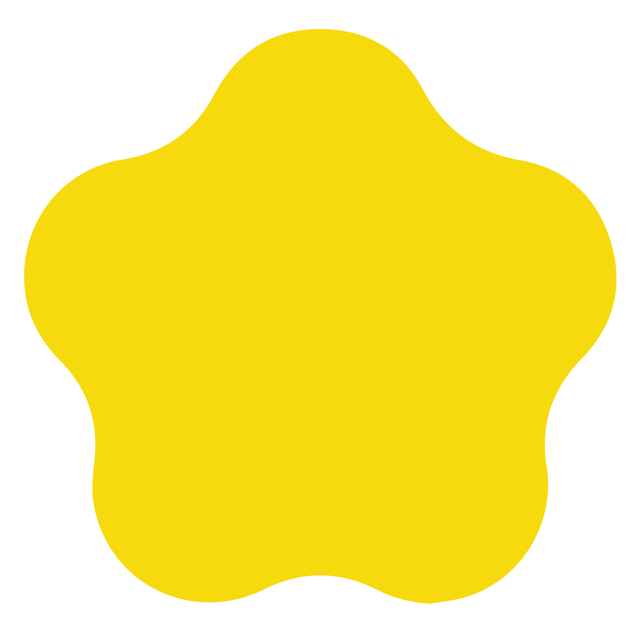 A yellow abstract shape with wavy edges