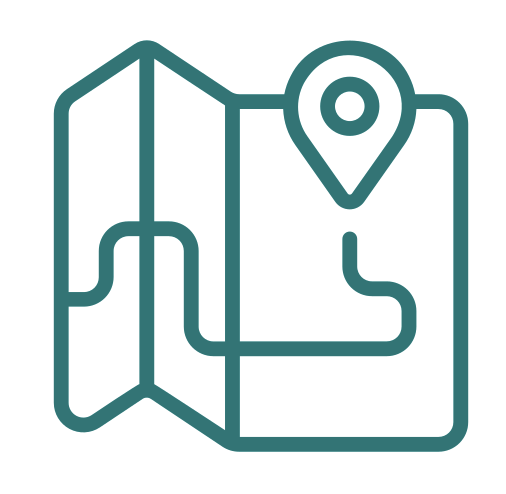 Icon of a map with a location pin.