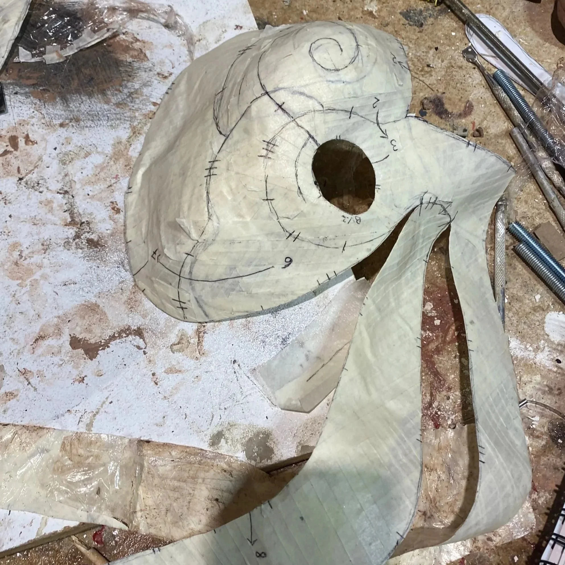 Took the tape pieces off the sculpt and cut them out.