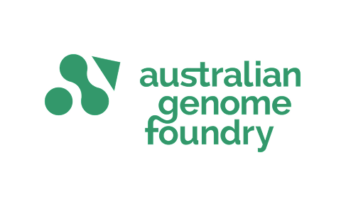 Logo of the Australian Genome Foundry with stylized DNA strand icon and green text.