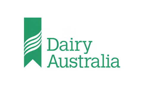 Dairy Australia logo with green and black text and a stylized leaf design.
