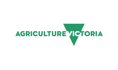 Logo for Agriculture Victoria featuring a green downward arrow and text 'AGRICULTURE VICTORIA'.