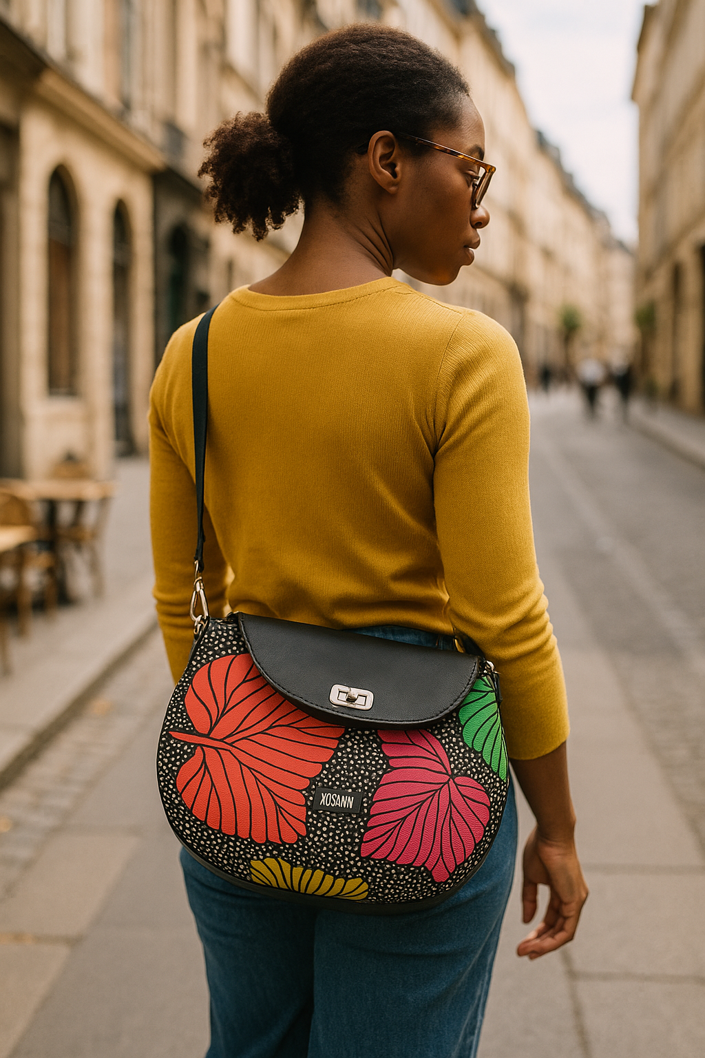 African and Cork Fabric Handbag