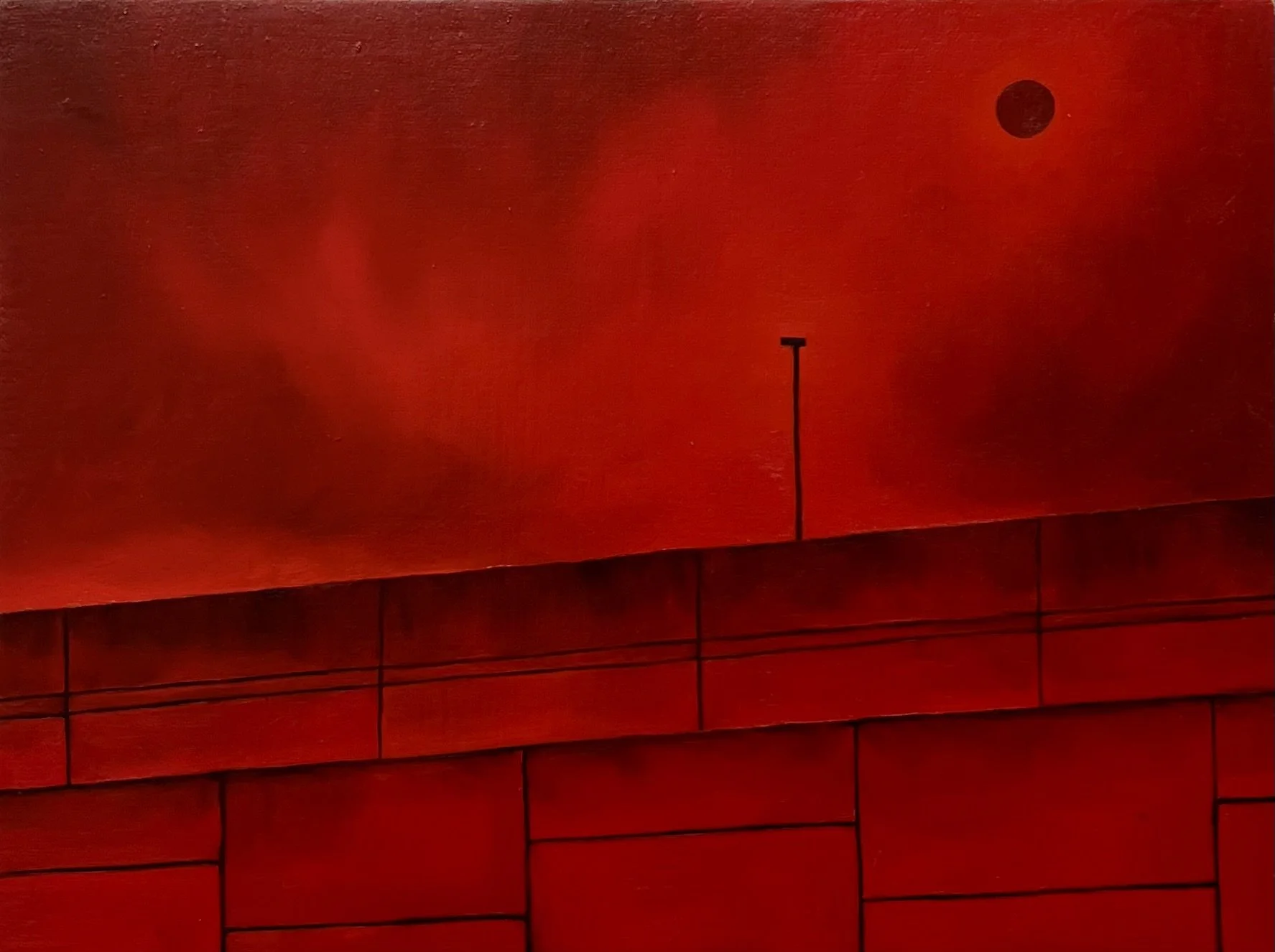 Claire HarnEnz, 'Red Highway Wall,' Oil on Canvas over Panel, 2024