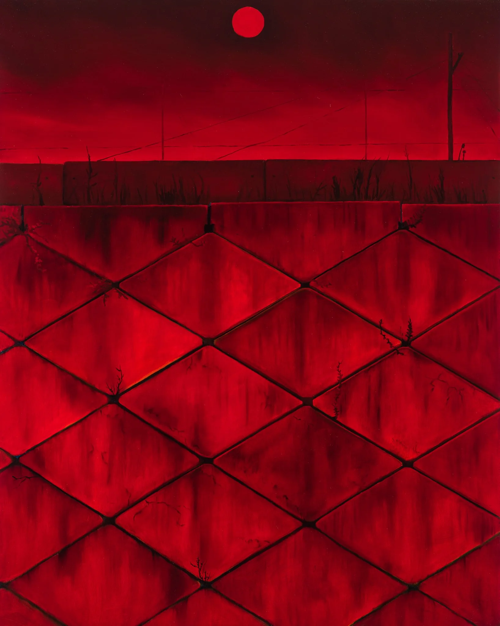 Claire HarnEnz, 'Red Wall, Target,' Oil on Canvas over Panel, 2025, 16" x 20" inches