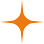 A stylized orange starburst or sparkle icon with four points.