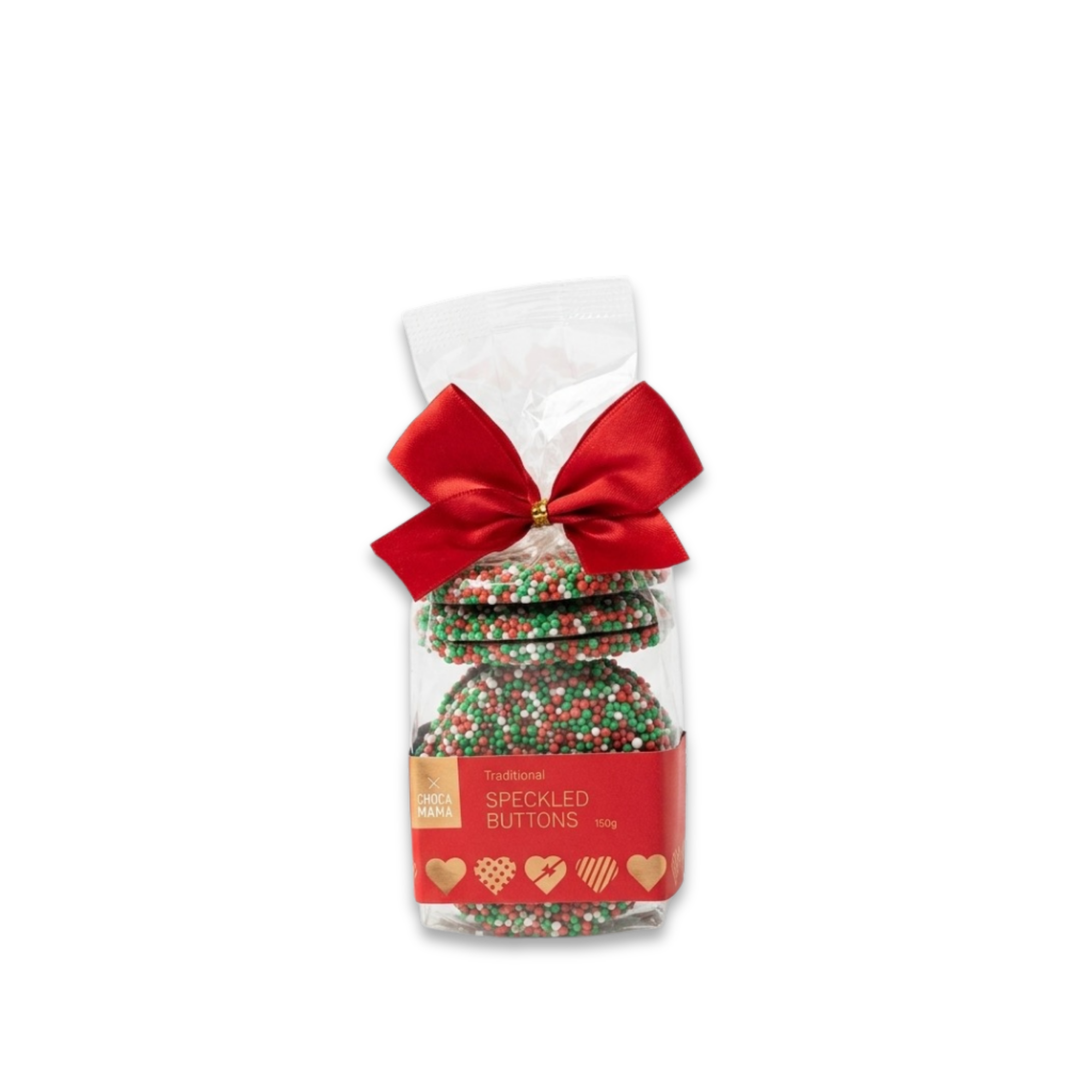 Christmas Freckles Button Red Ribbon 150g