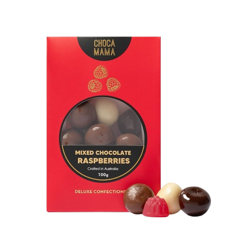 Mixed Chocolate Raspberries 100g