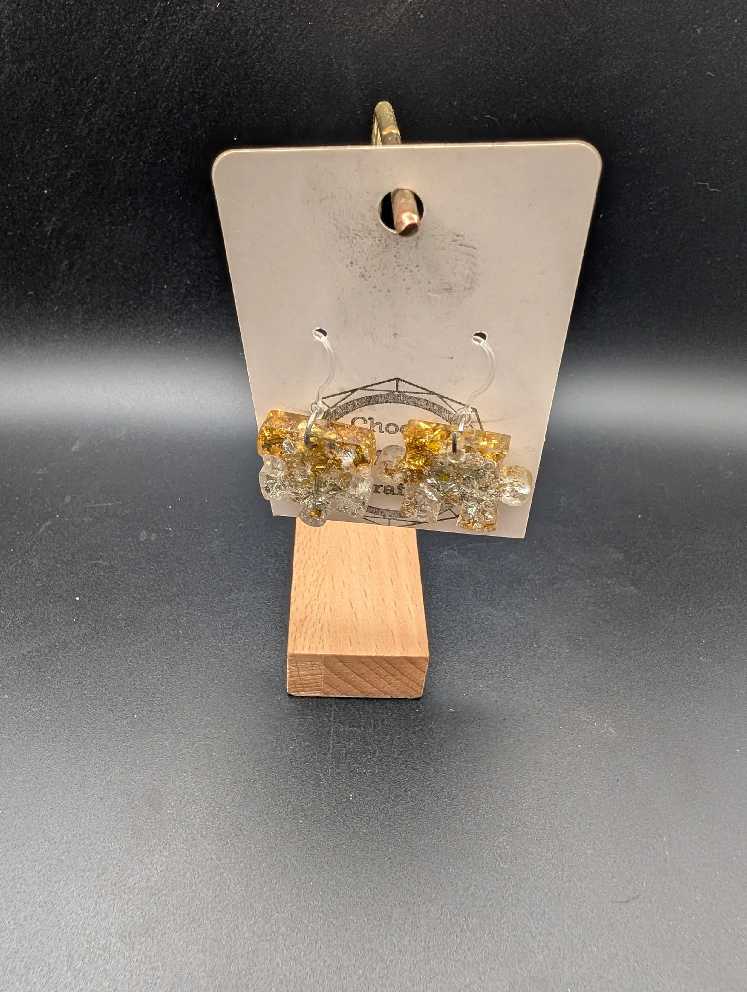 Gold and Silver Flaked Puzzle Pieces Dangles