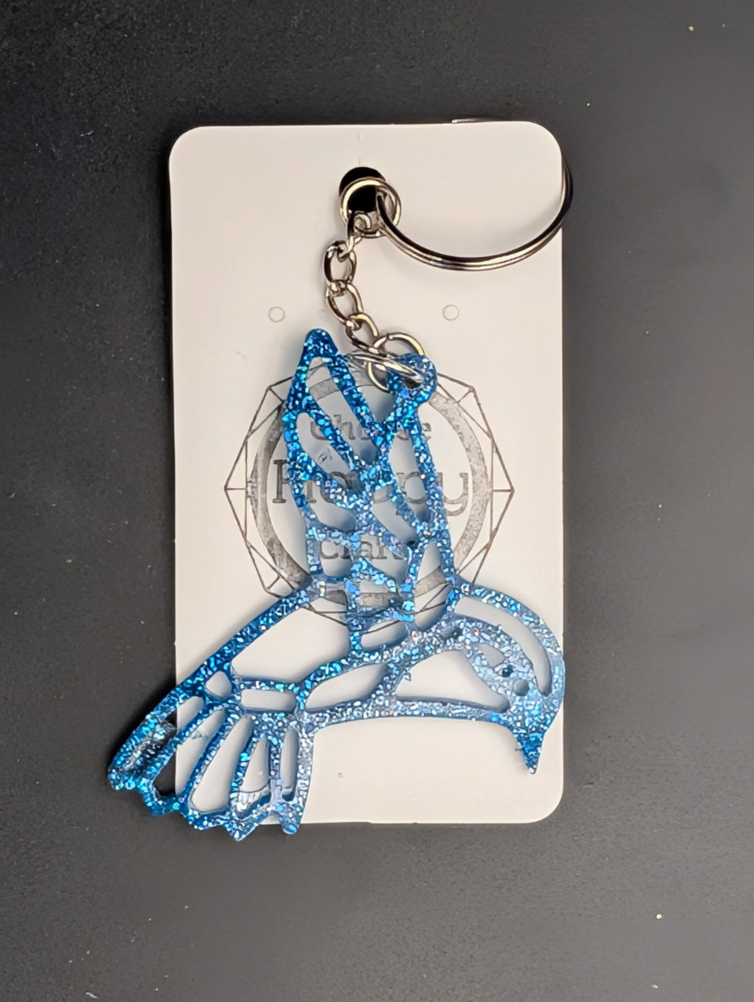 Light and Dark Blue Glitter Hummingbird Keychains