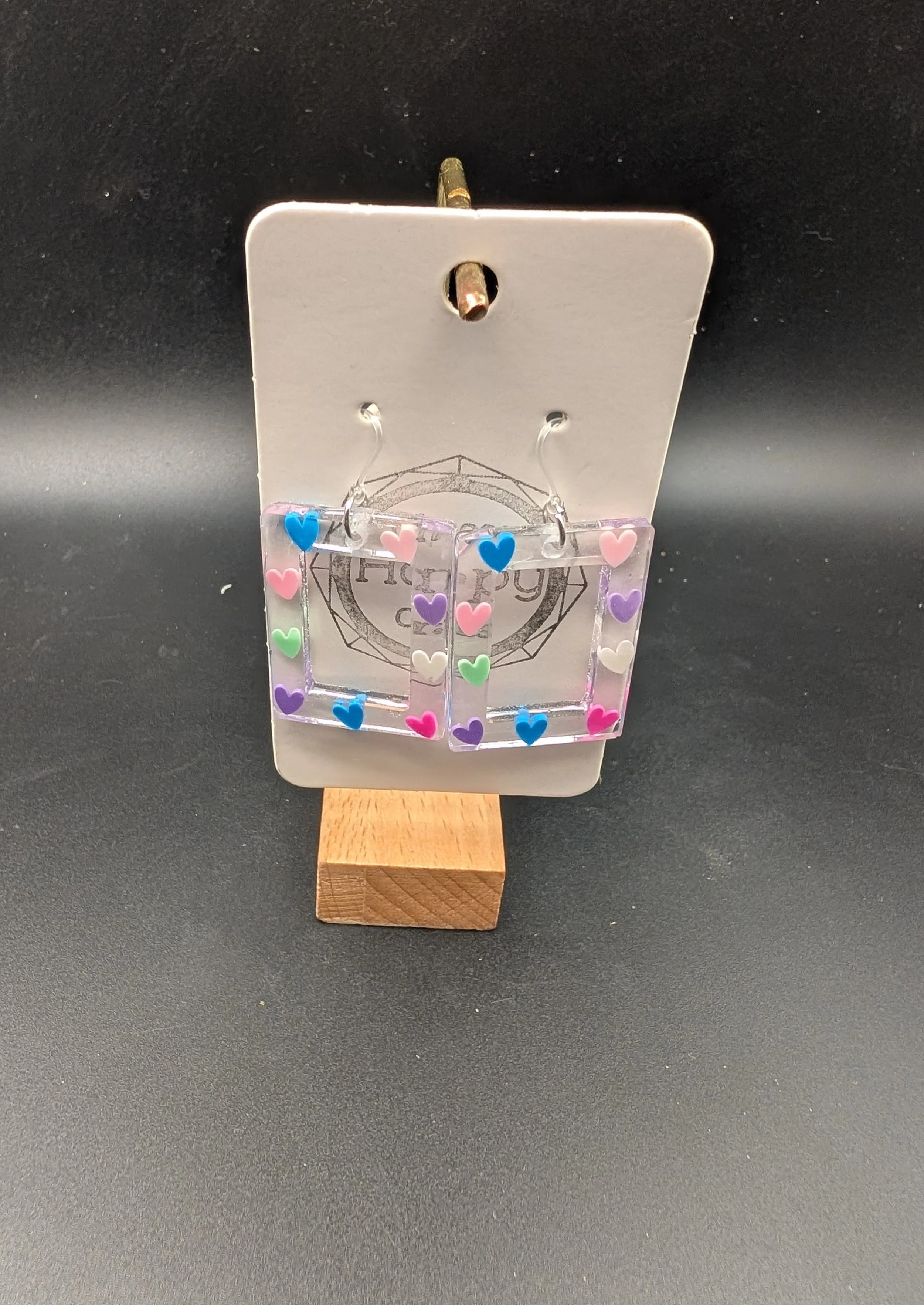 Clear Pastel Heart Dangles