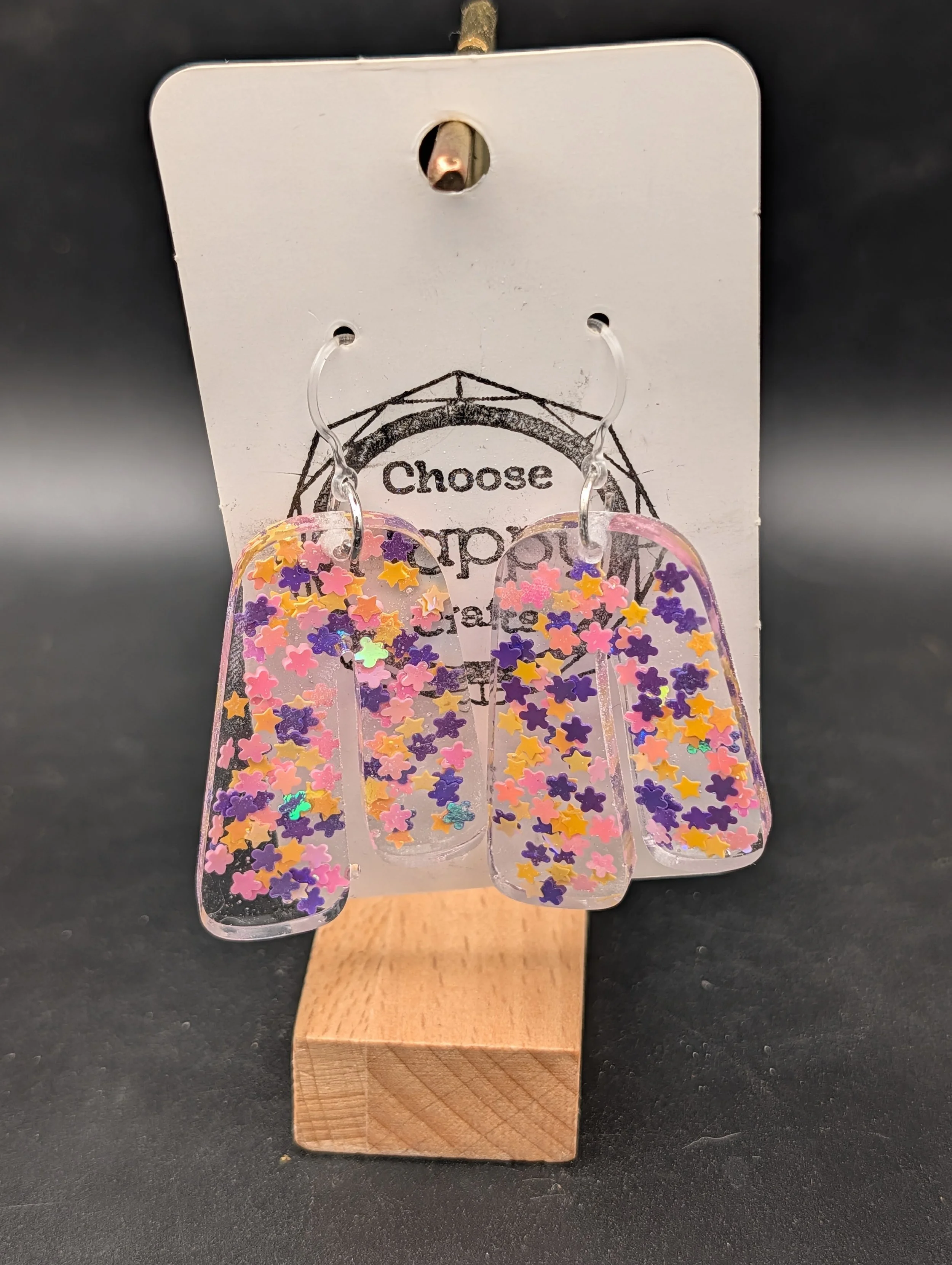 Purple, Orange, Pink Flower Dangles
