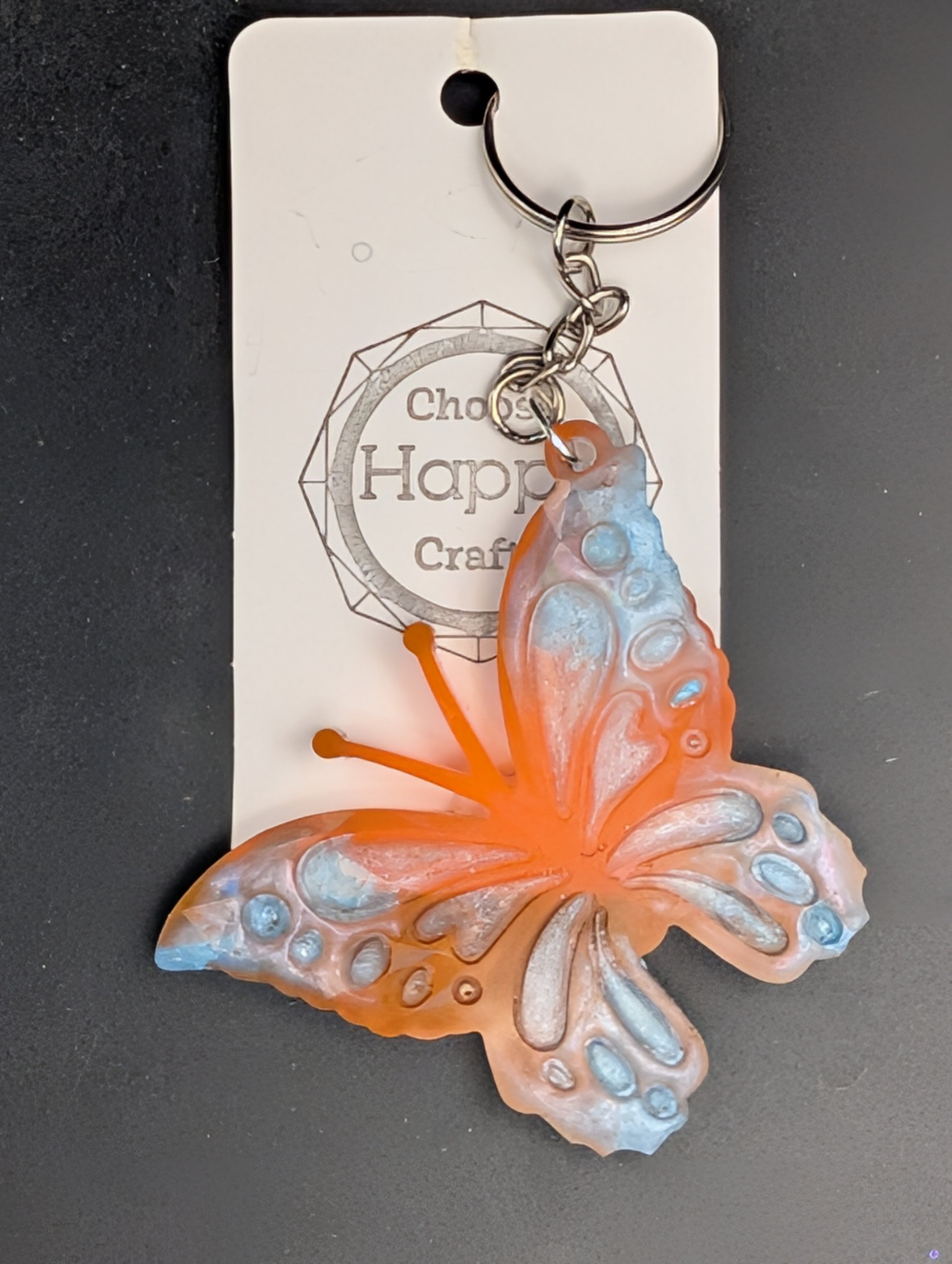 Blue and Orange Butterfly Keychain