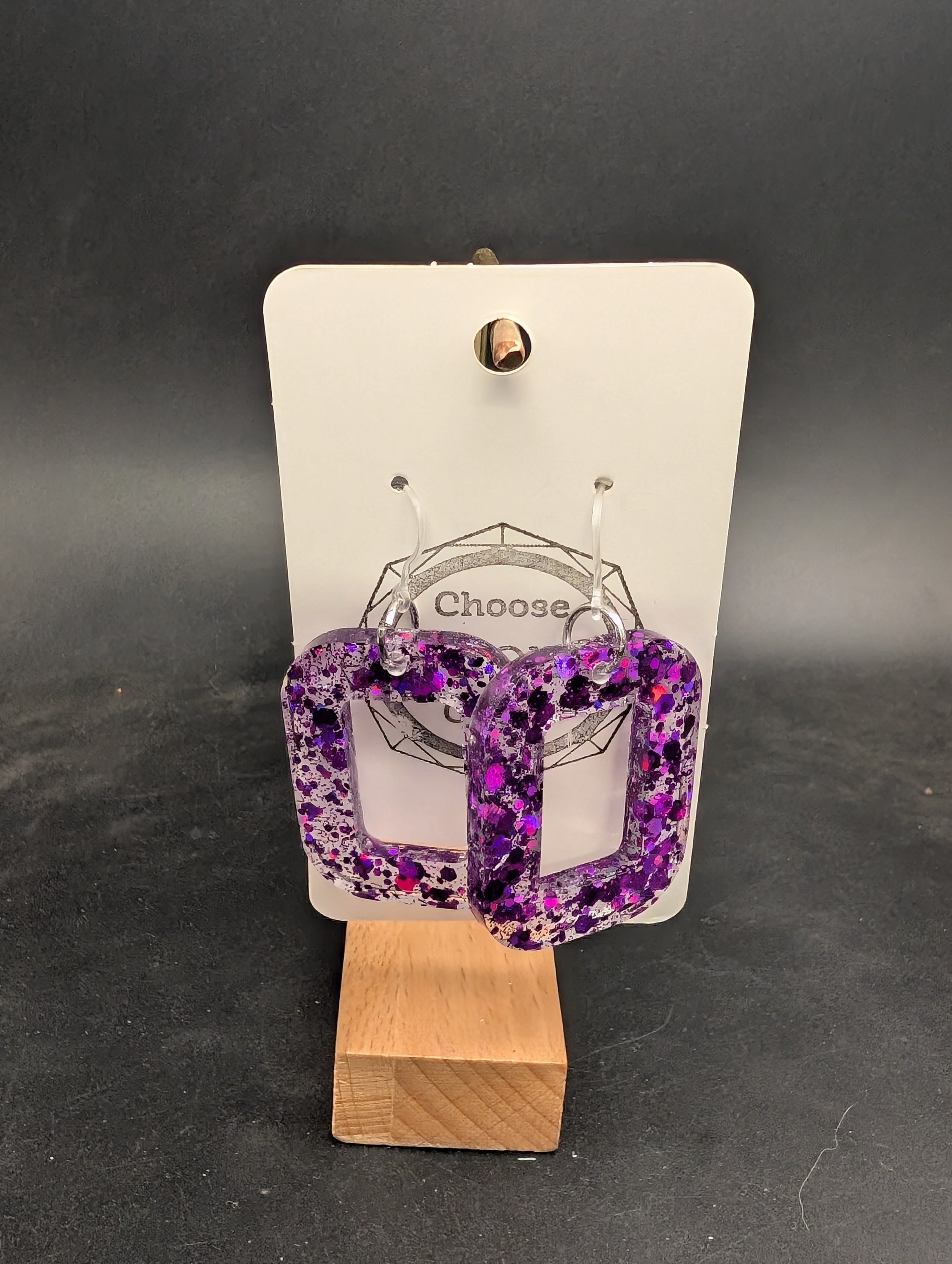 Purple Holographic Rectangle Dangles