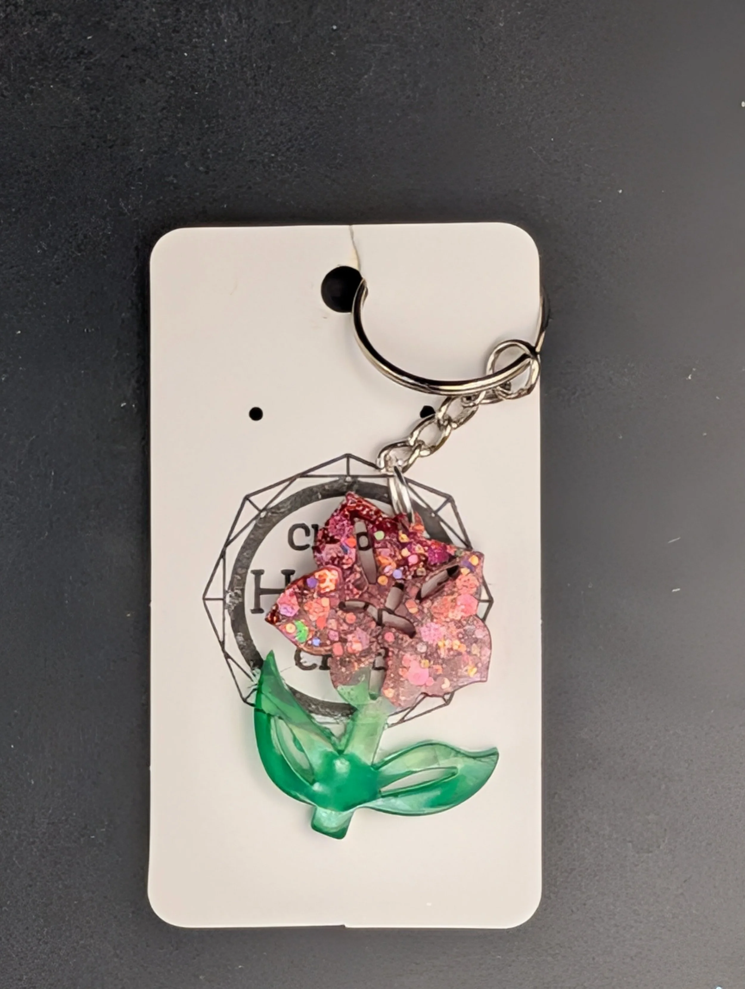 Rust Pink Flower Keychain