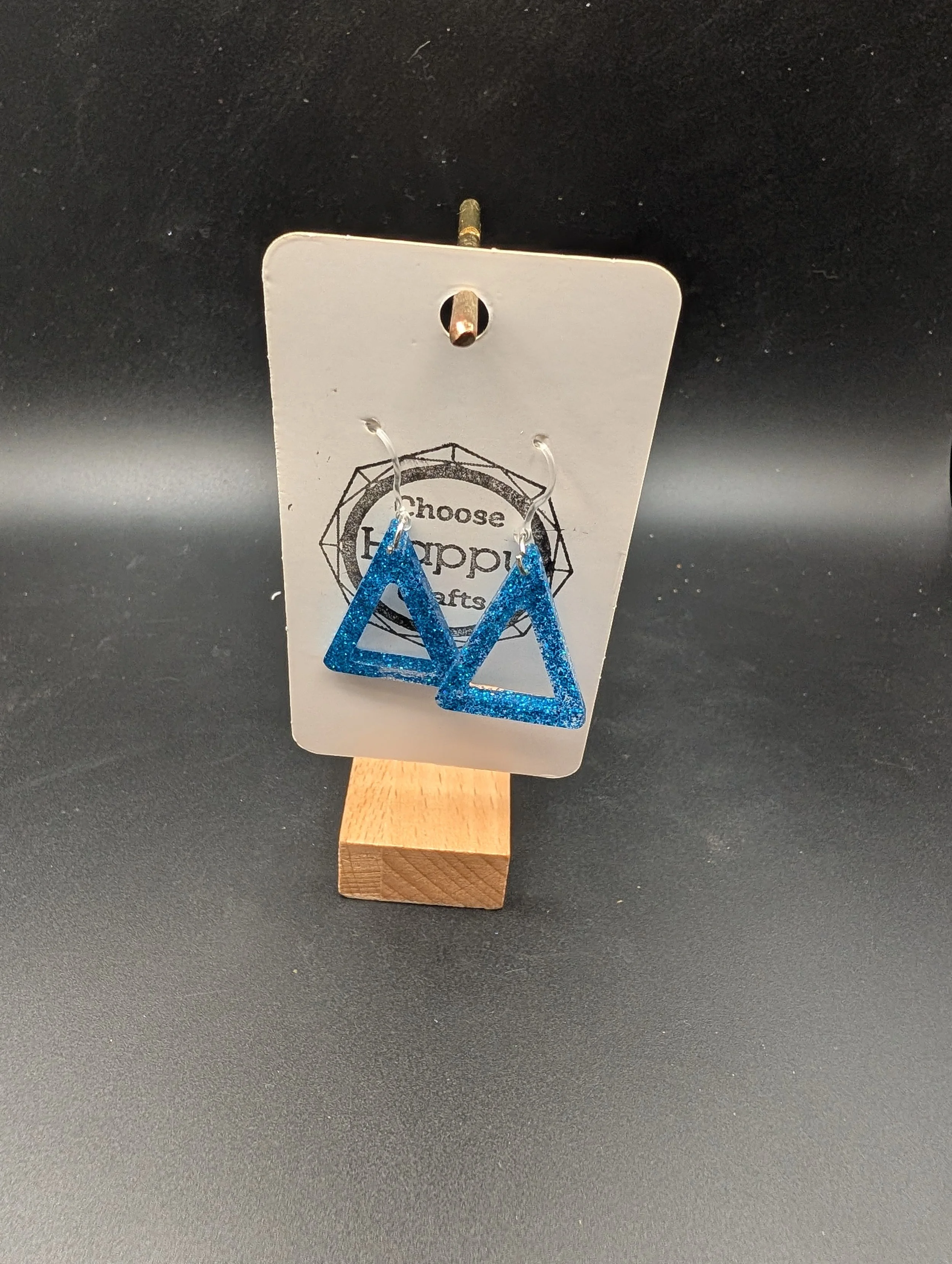Blue Glitter Triangle Dangles