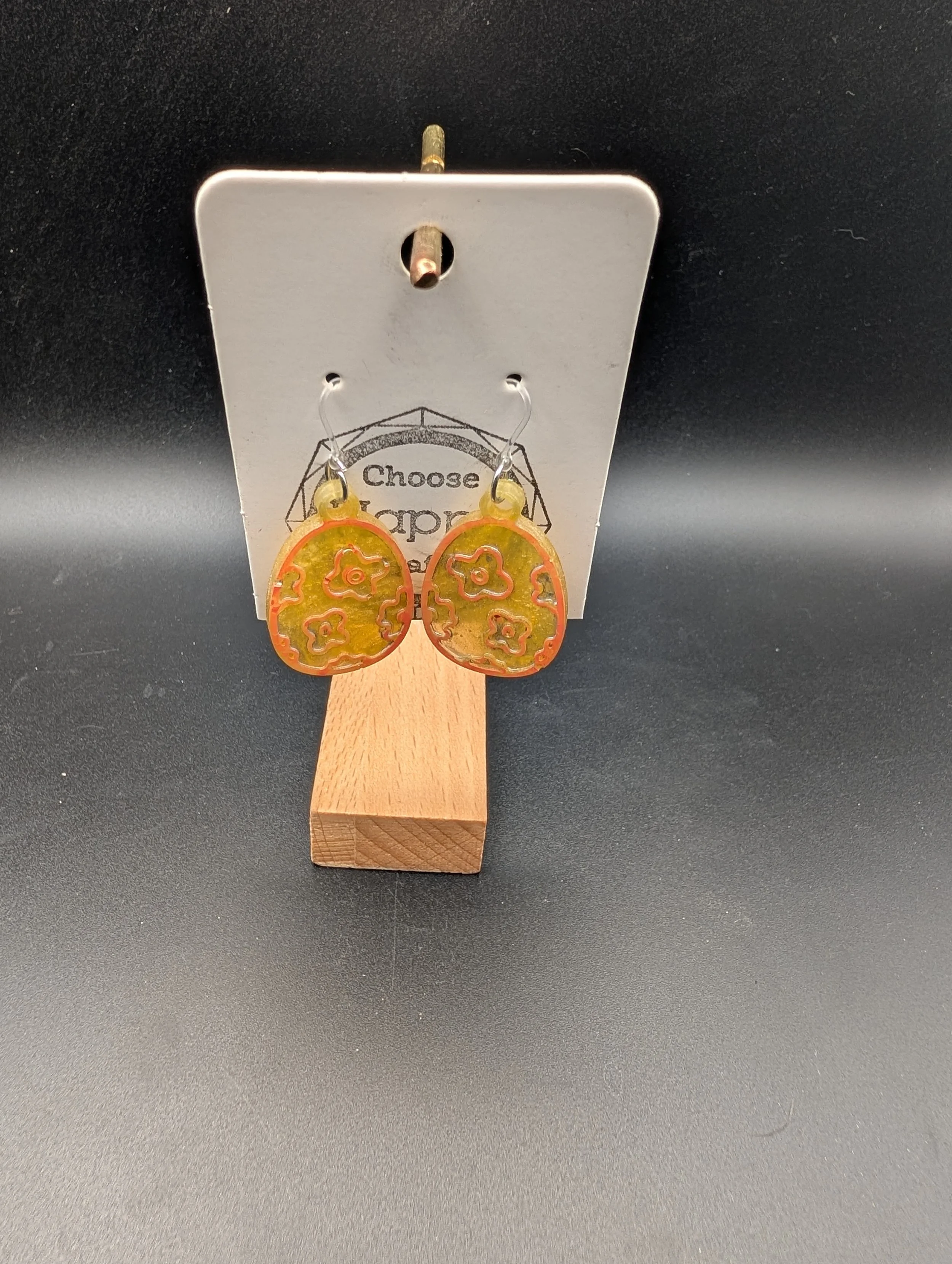 Yellow Eggs with Orange Flowers Dangles