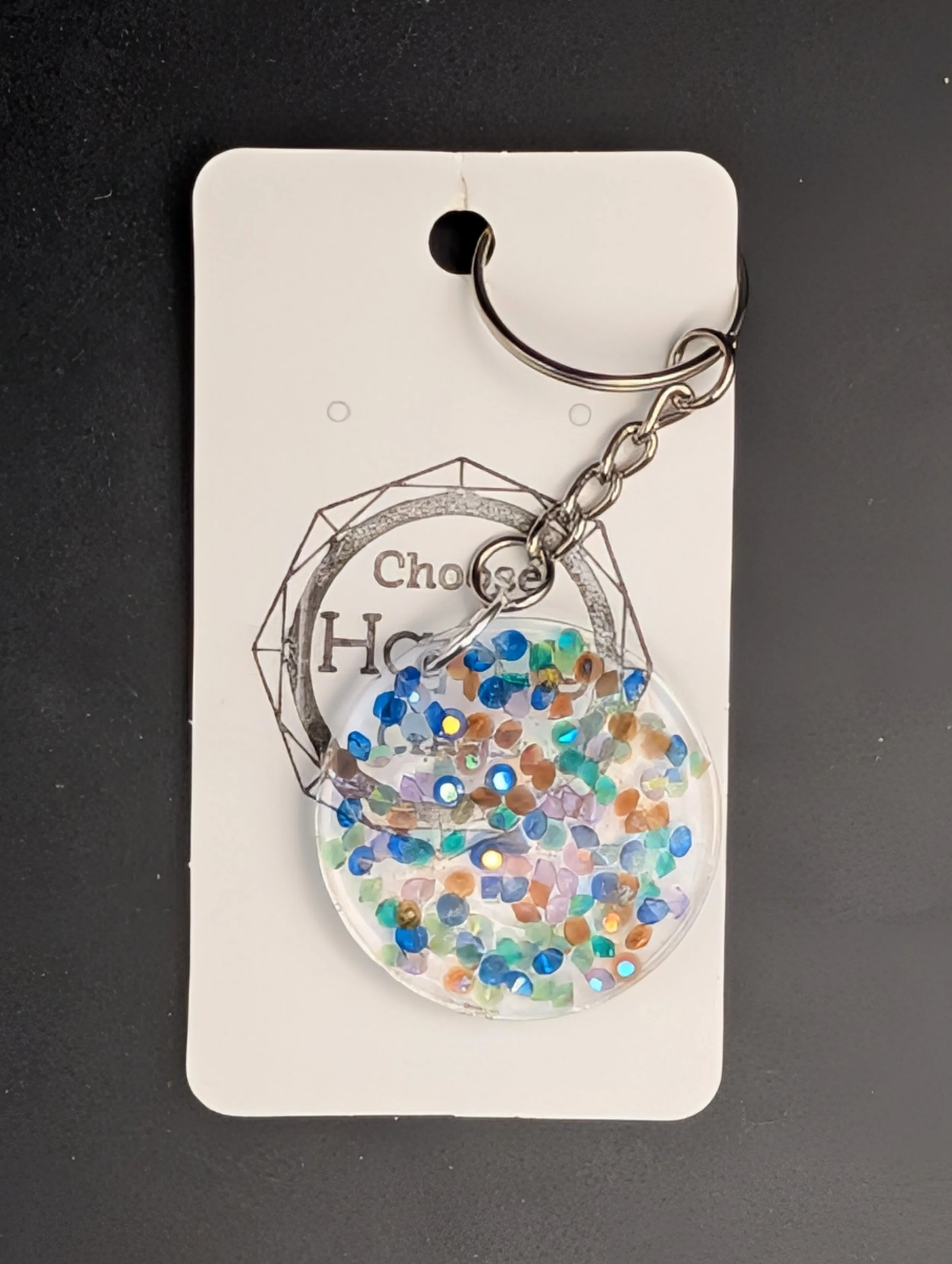 Rhinestone Multi Colored Circle Keychain