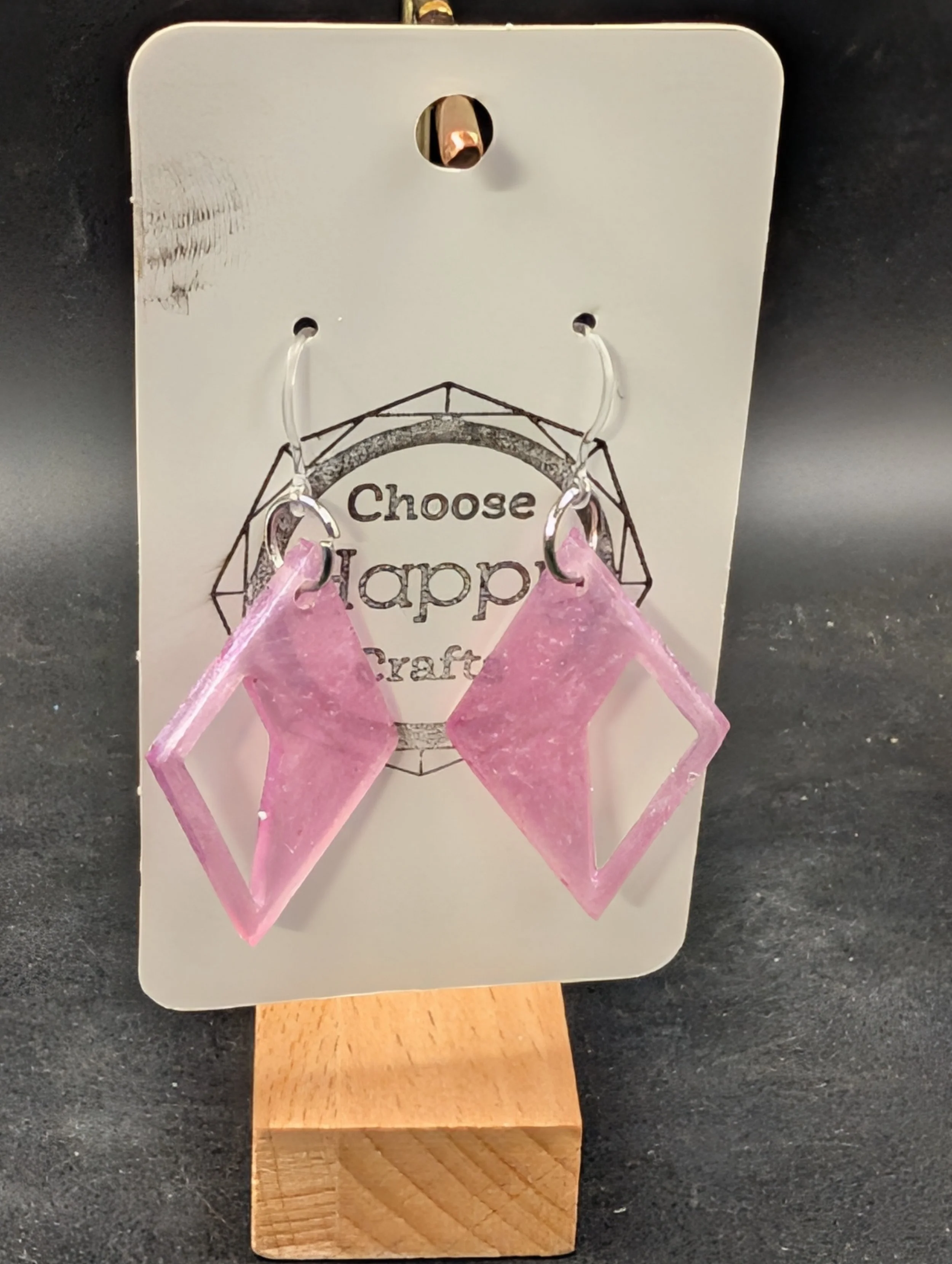 Pink Shimmer Diamond Shaped Dangles