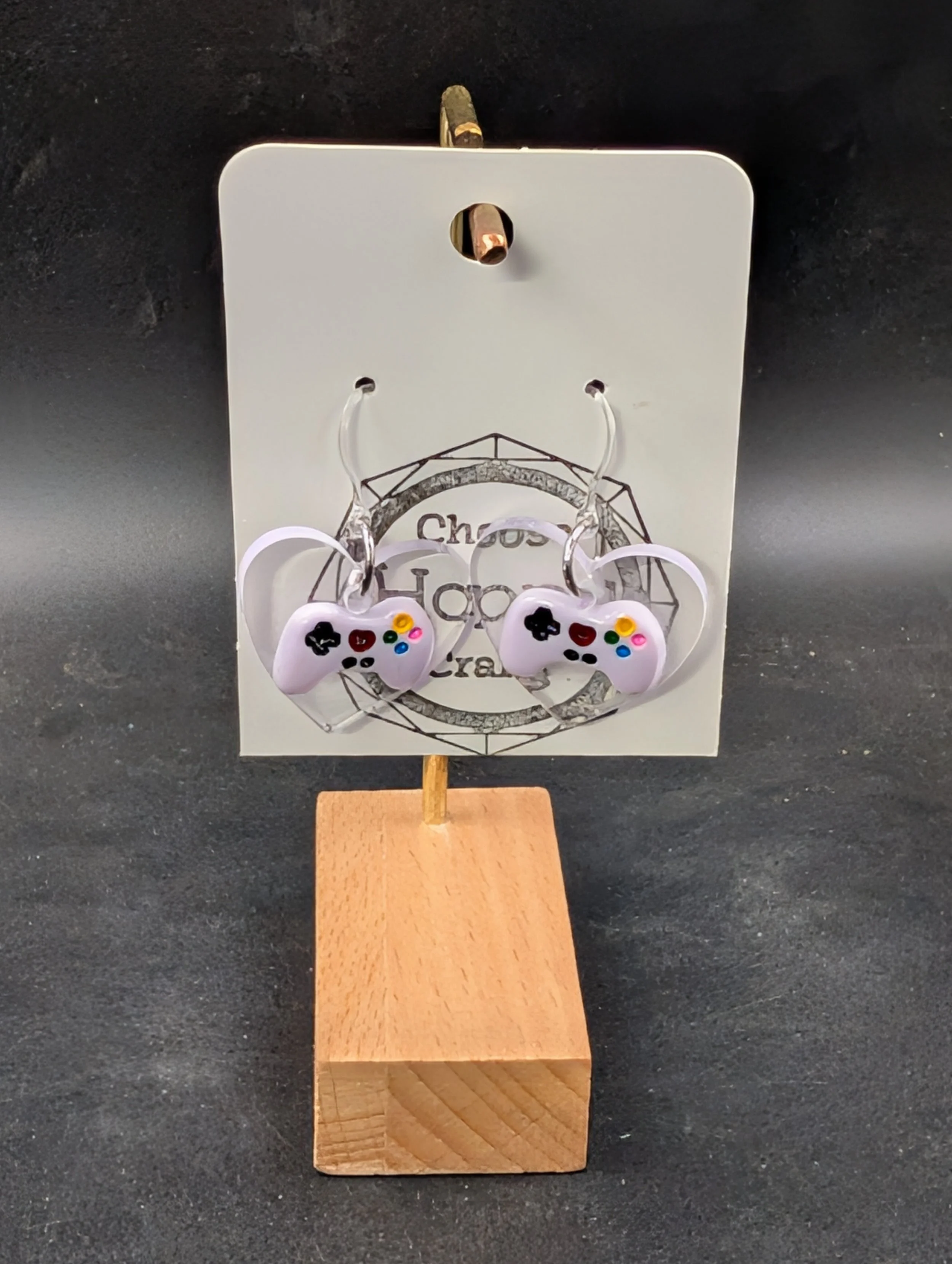 Light Purple Gaming Controller Heart Dangles