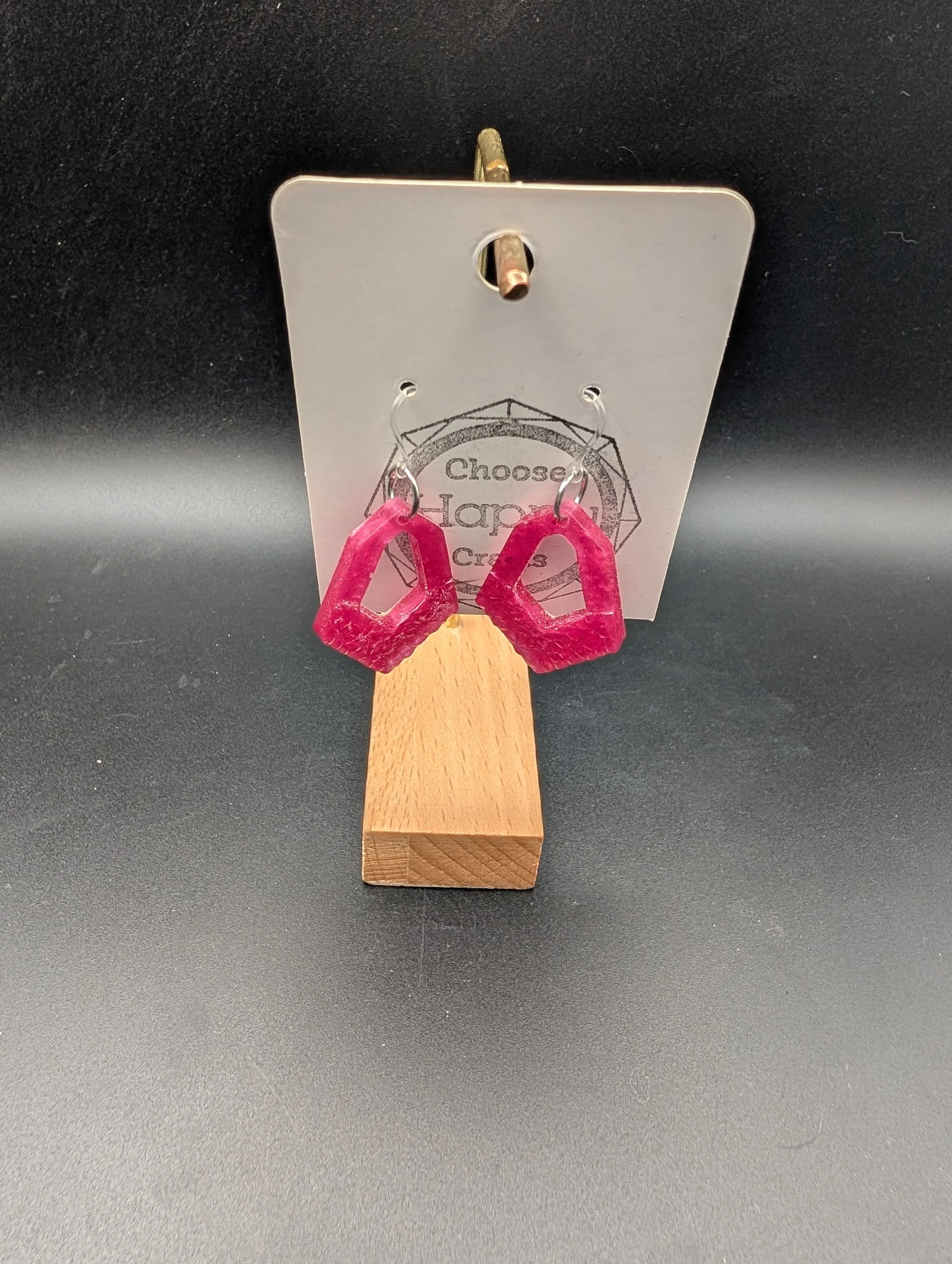 Magenta Smooth and Faux Druzy Dangles