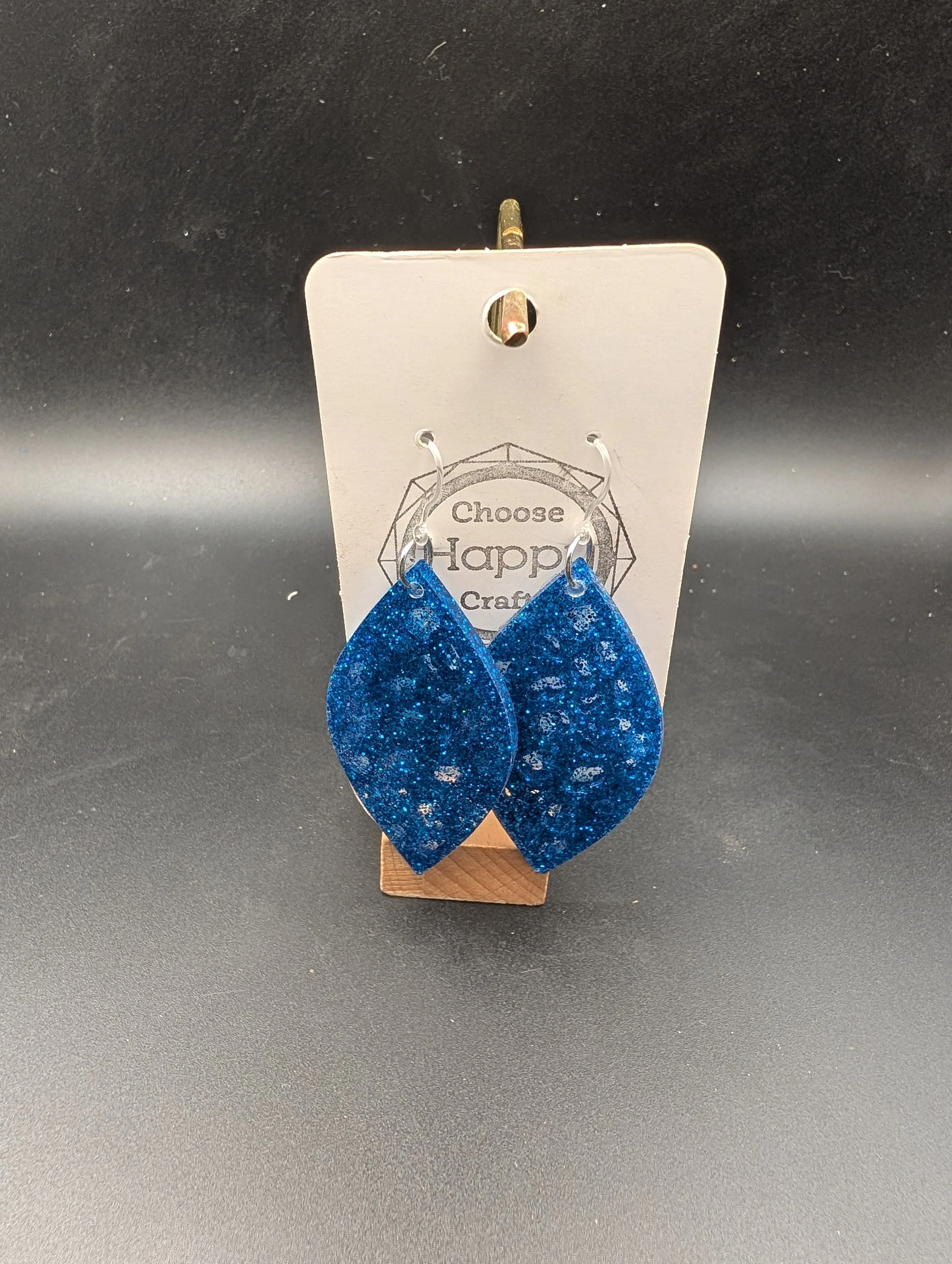 Blue Hollow Leopard Leaf Dangles