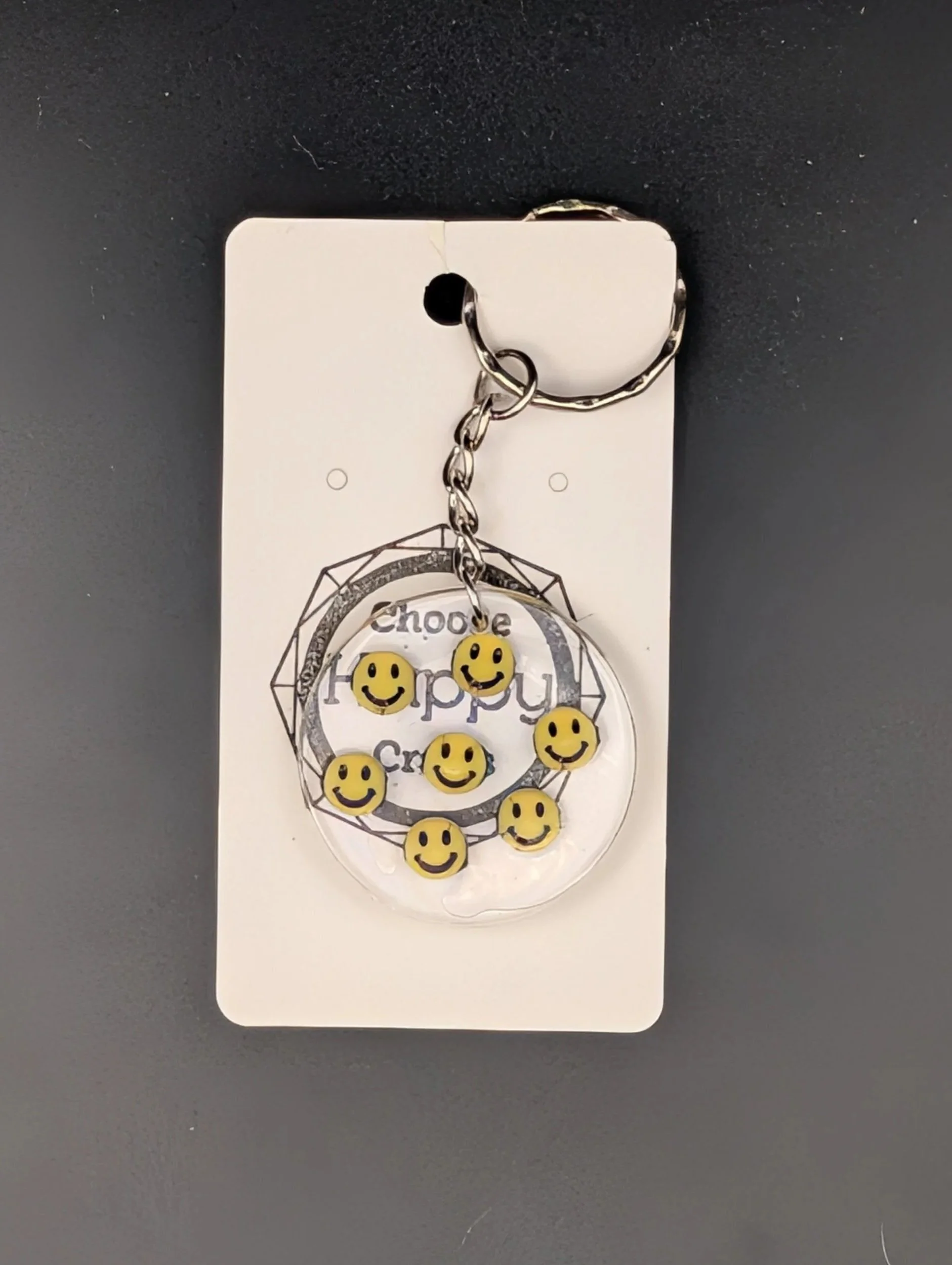 Clear Happy Face Keychain