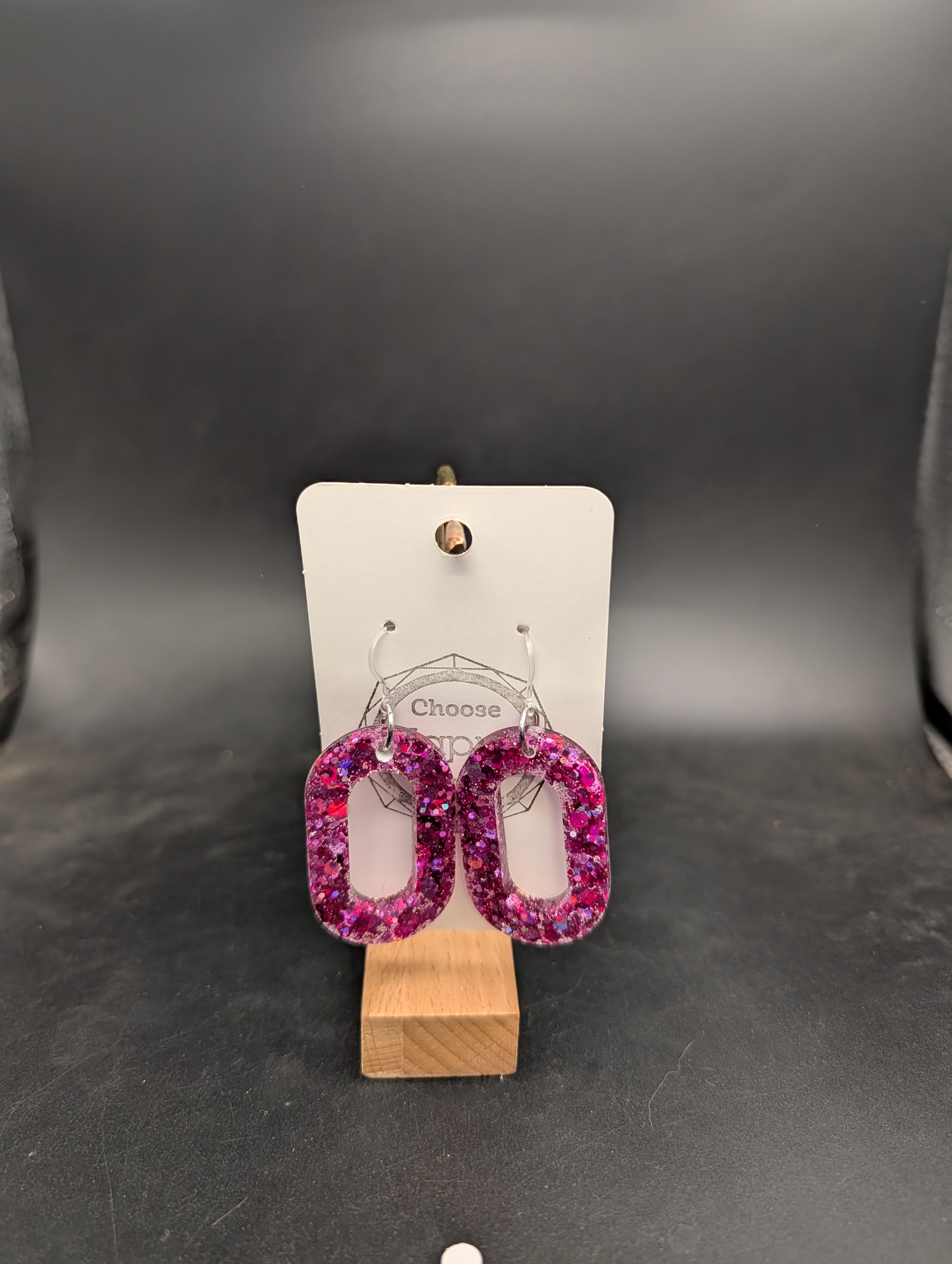 Pink Holographic Oval Dangles