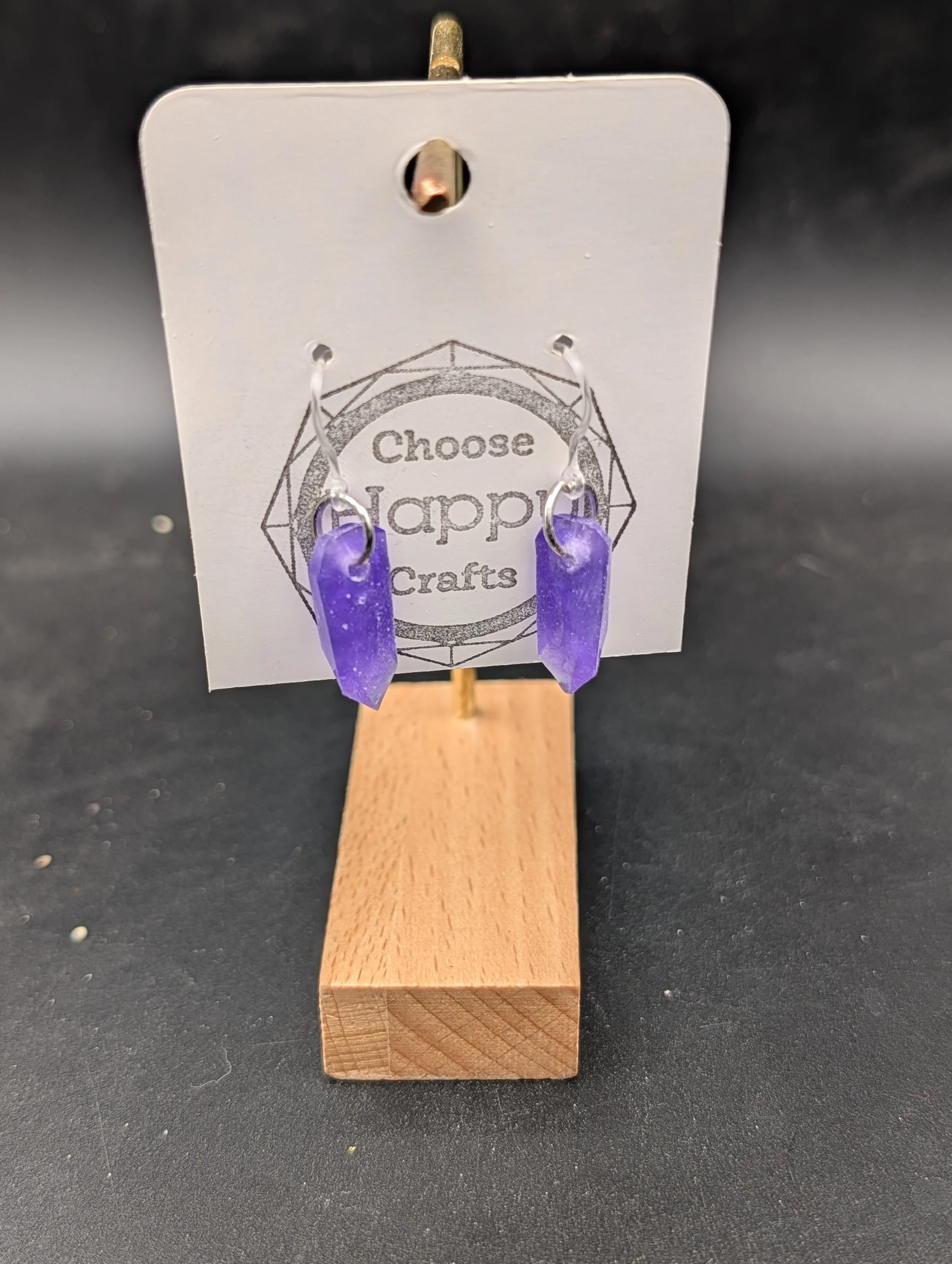 Small Purple Crystal Shape Dangles