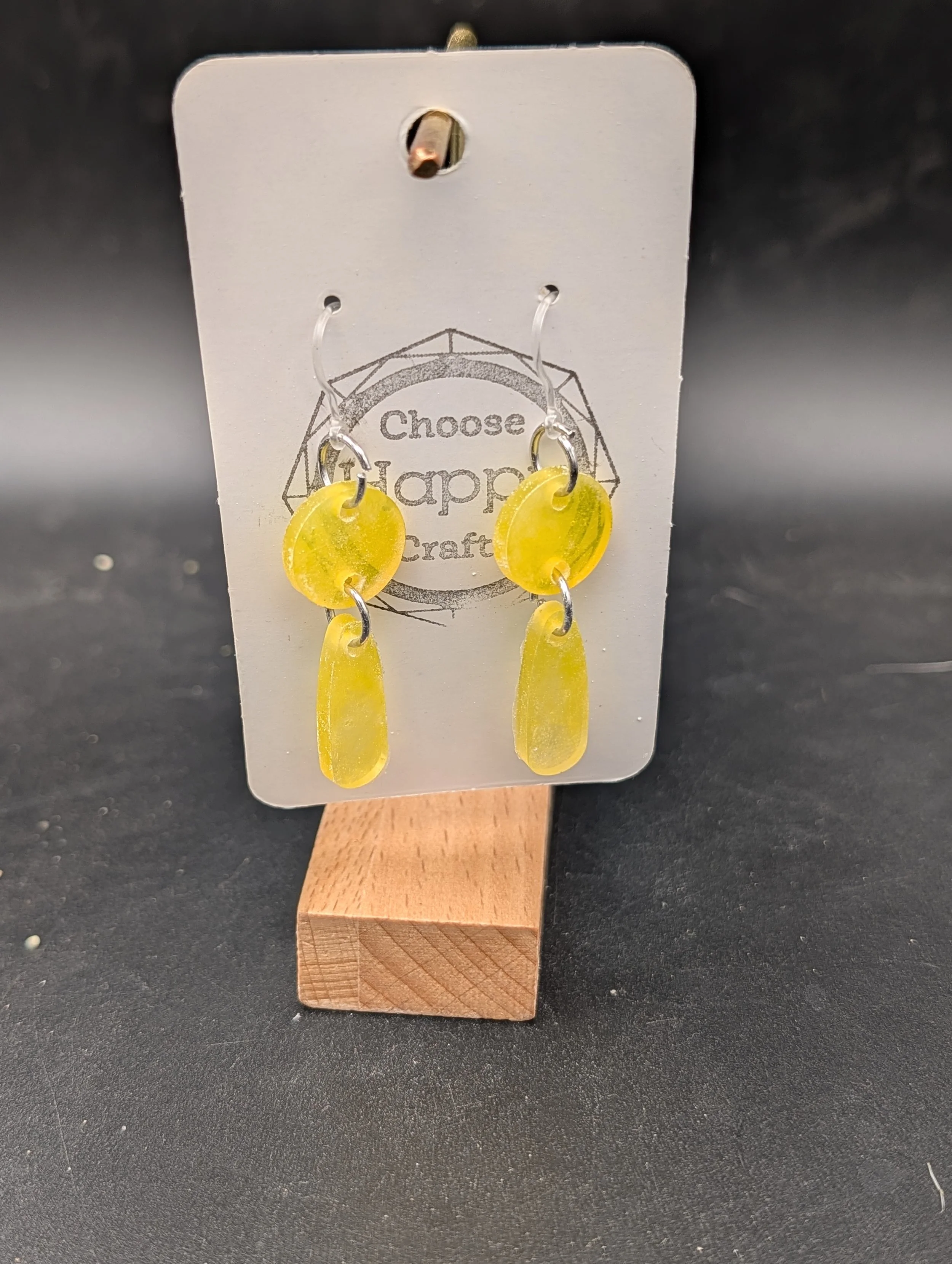 Yellow Circle Teardrop Dangles