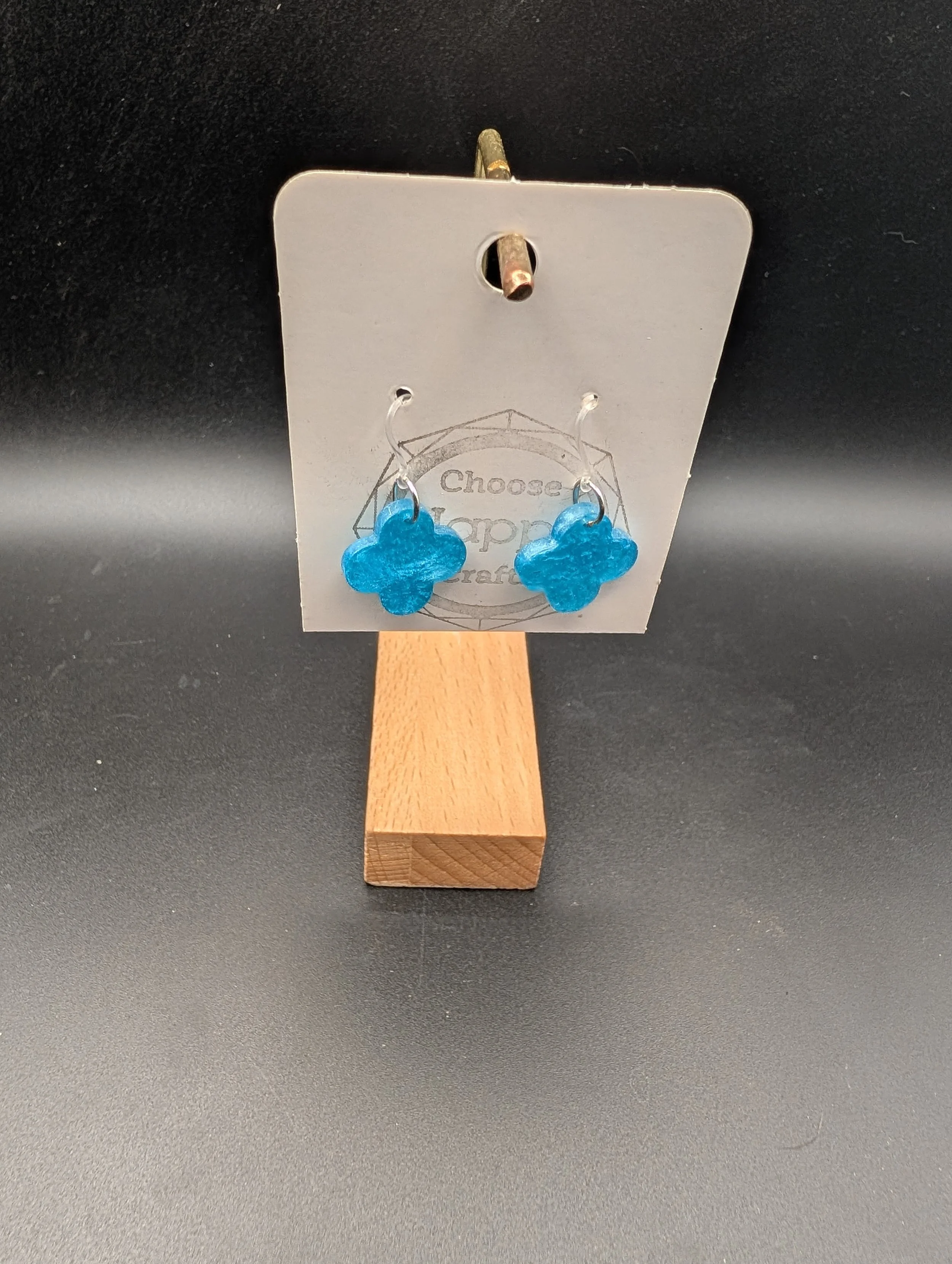 Bright Baby Blue Clover Shape Dangles