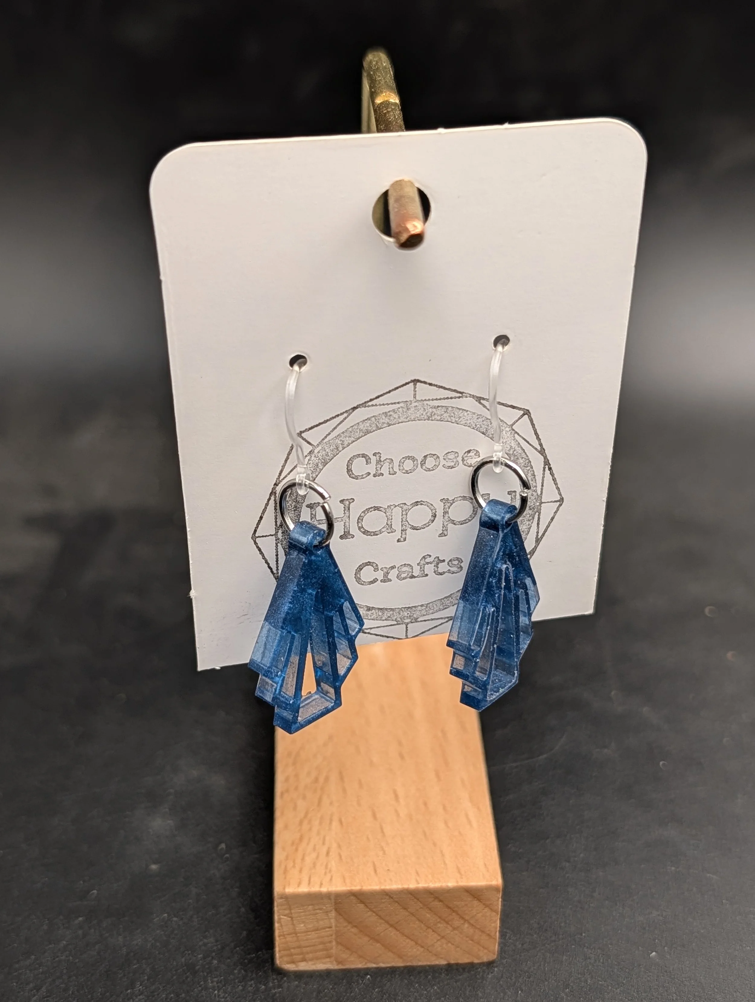 Blue Shimmer Geometric Dangles