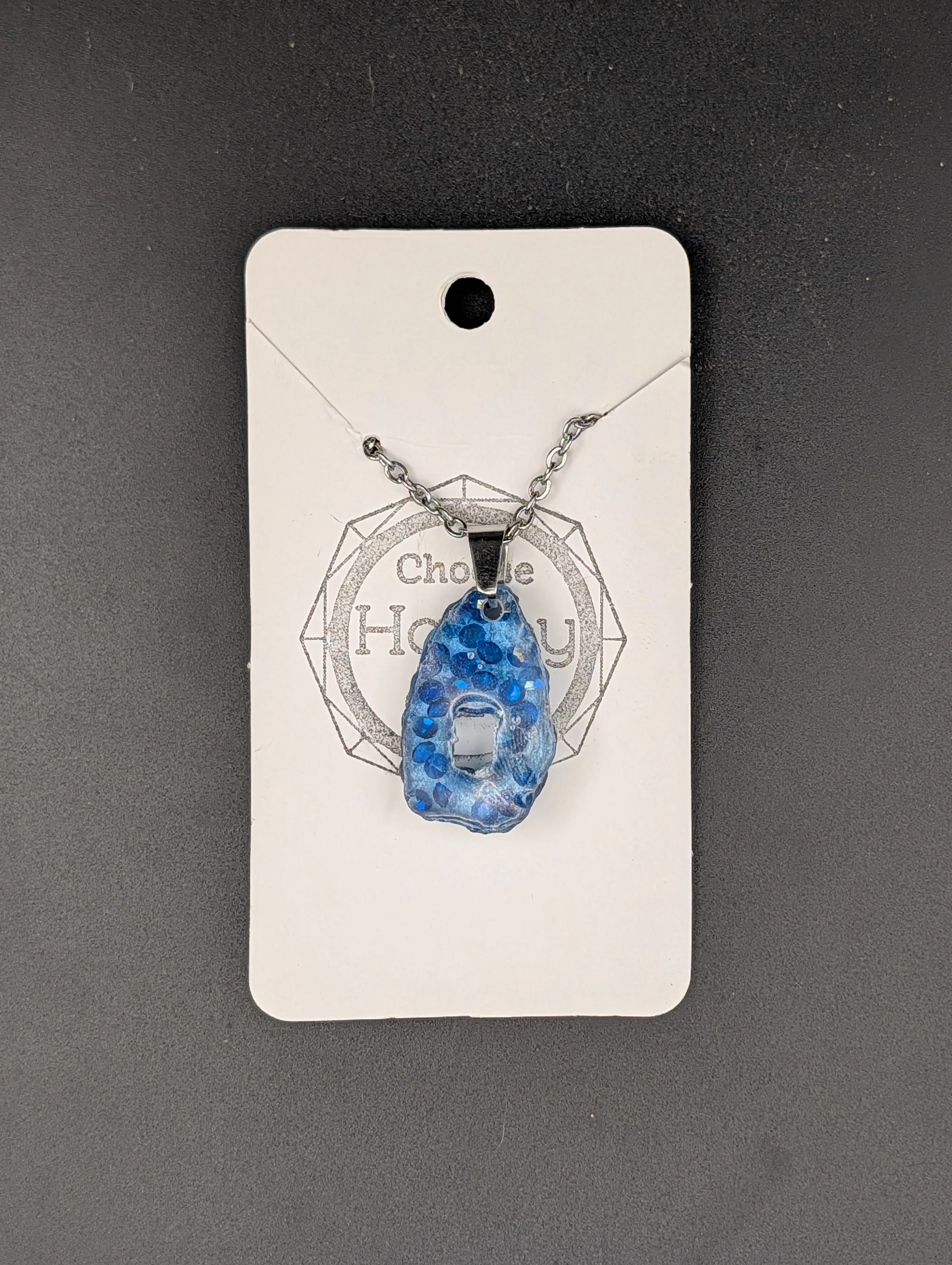 Small Blue Faux Geode Necklace