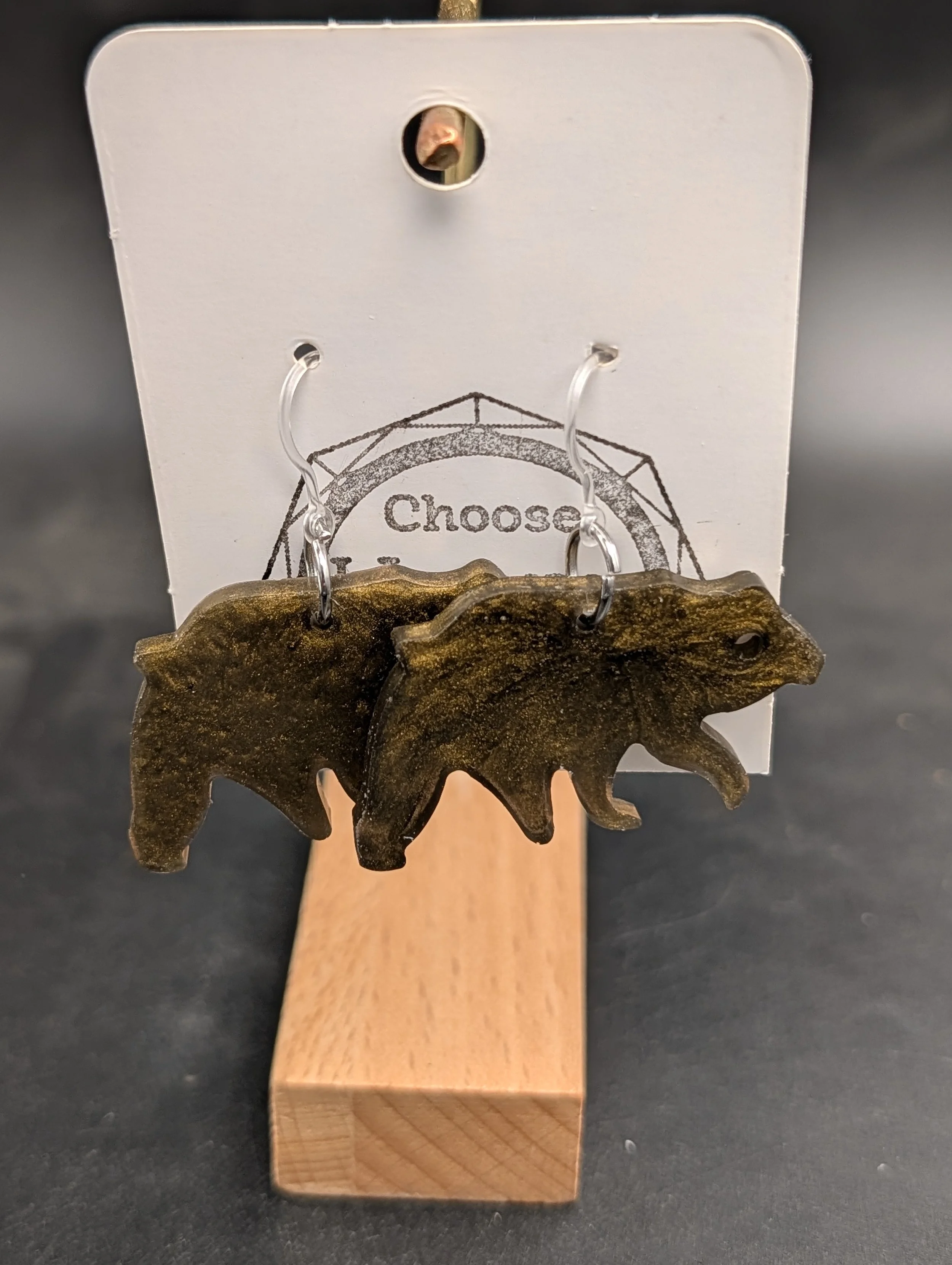 Brown and Gold Bear Dangles