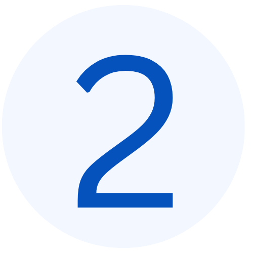 A white circular icon with a blue number 2 inside.