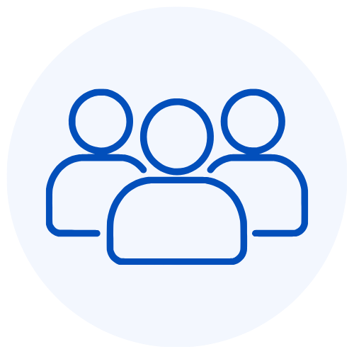 Icon of three people, representing a group or team.