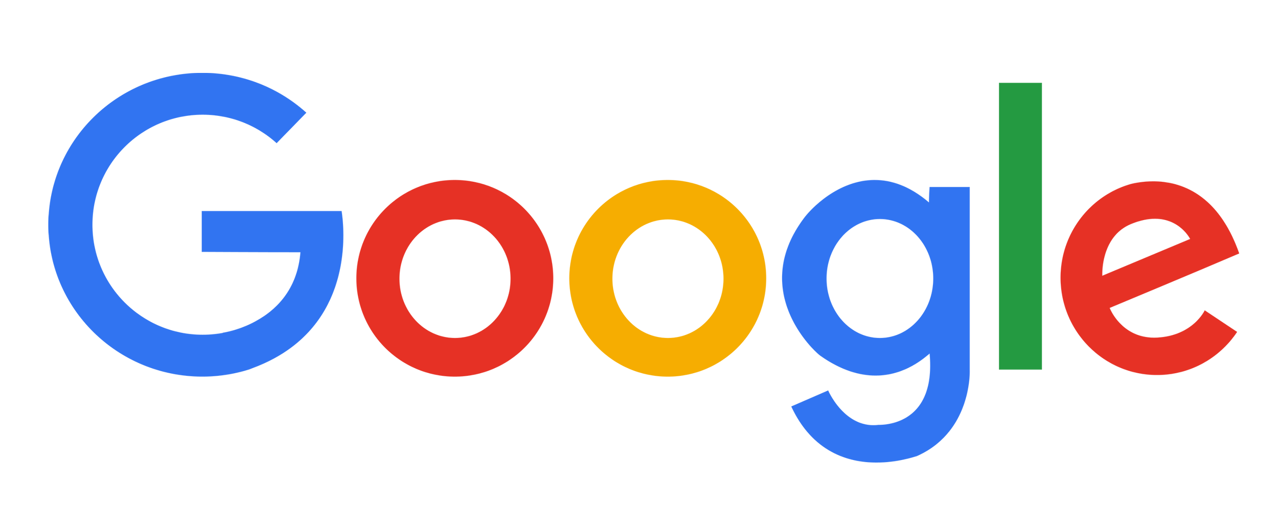 A road sign illustrating the different color sections of the Google logo: blue, red, yellow, and green.