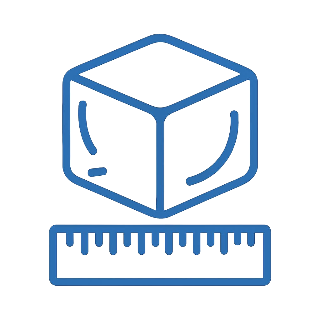 A 3D illustration of a transparent cube with the inside showing a green shaded section on its right side, and a ruler placed horizontally below the cube.