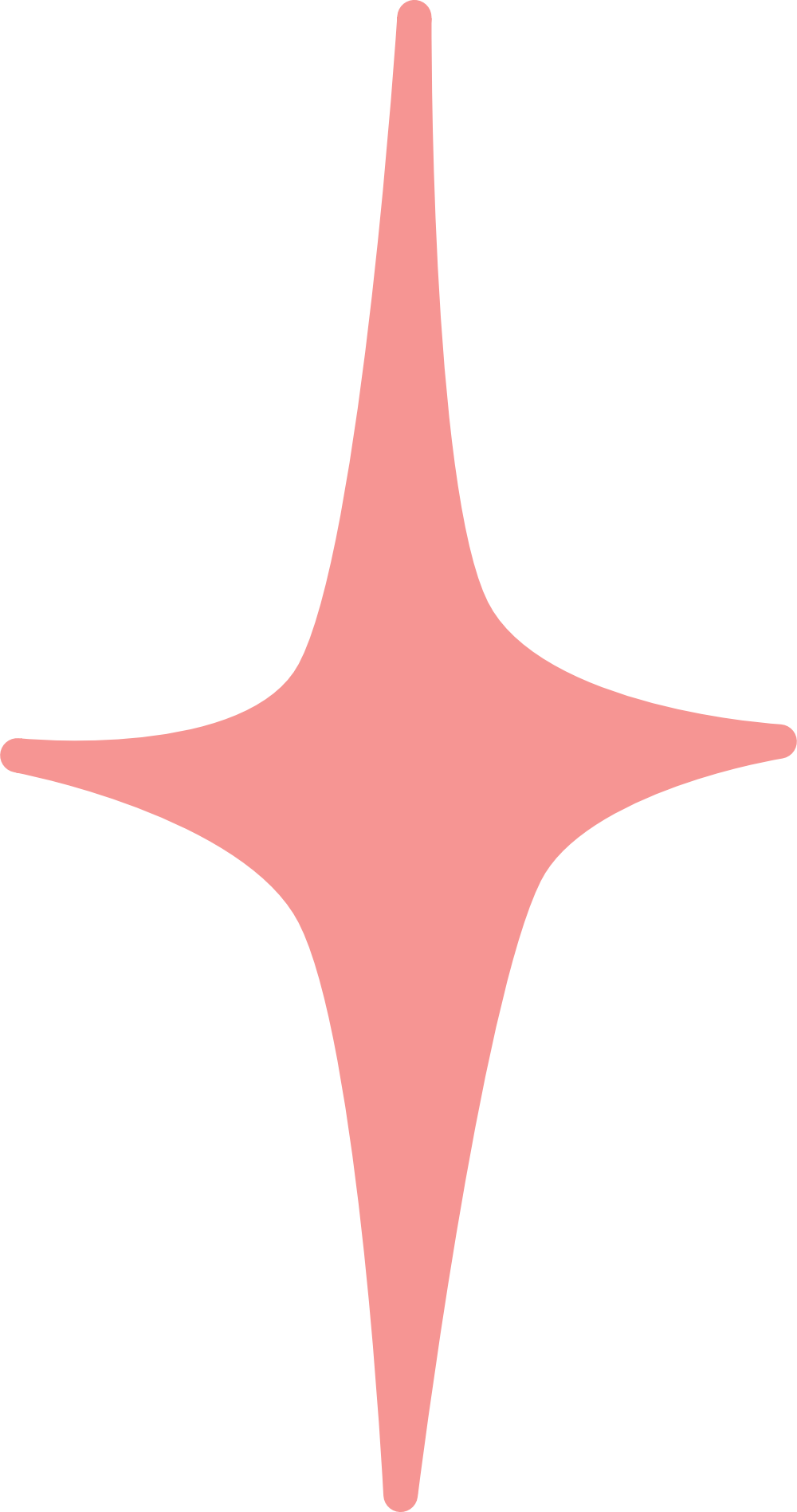 Pink star-shaped graphic with four elongated points on a black background.