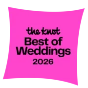 Pink graphic with black text saying 'the stunt Best of Weddings 2026'.