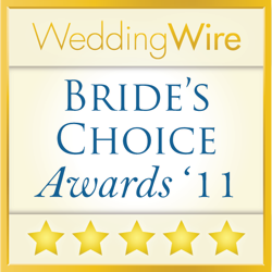 WeddingWire Bride's Choice Awards 2011 badge with five gold stars