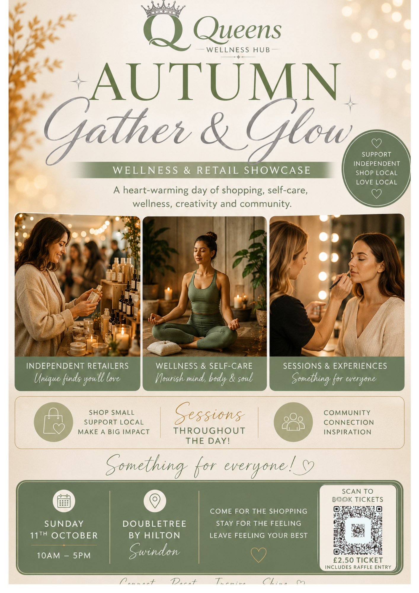 Autumn Gather & Glow is a heart-warming day of shopping, self-care, wellness, creativity and community, bringing together independent retailers, wellness practitioners, experiences, treatments and inspiring local businesses under one roof.
Whether yo