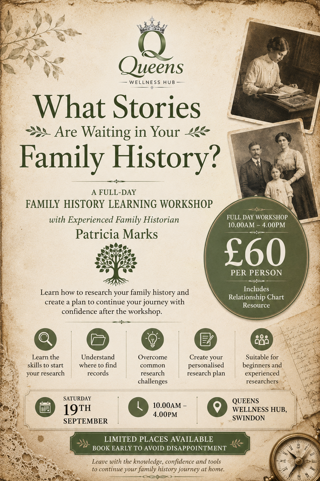 Learn how to research your family history with an experienced family historian. 