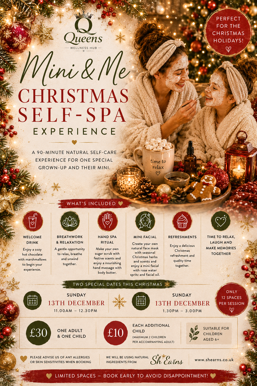 Festive Mini & Me Self spa experience. 
