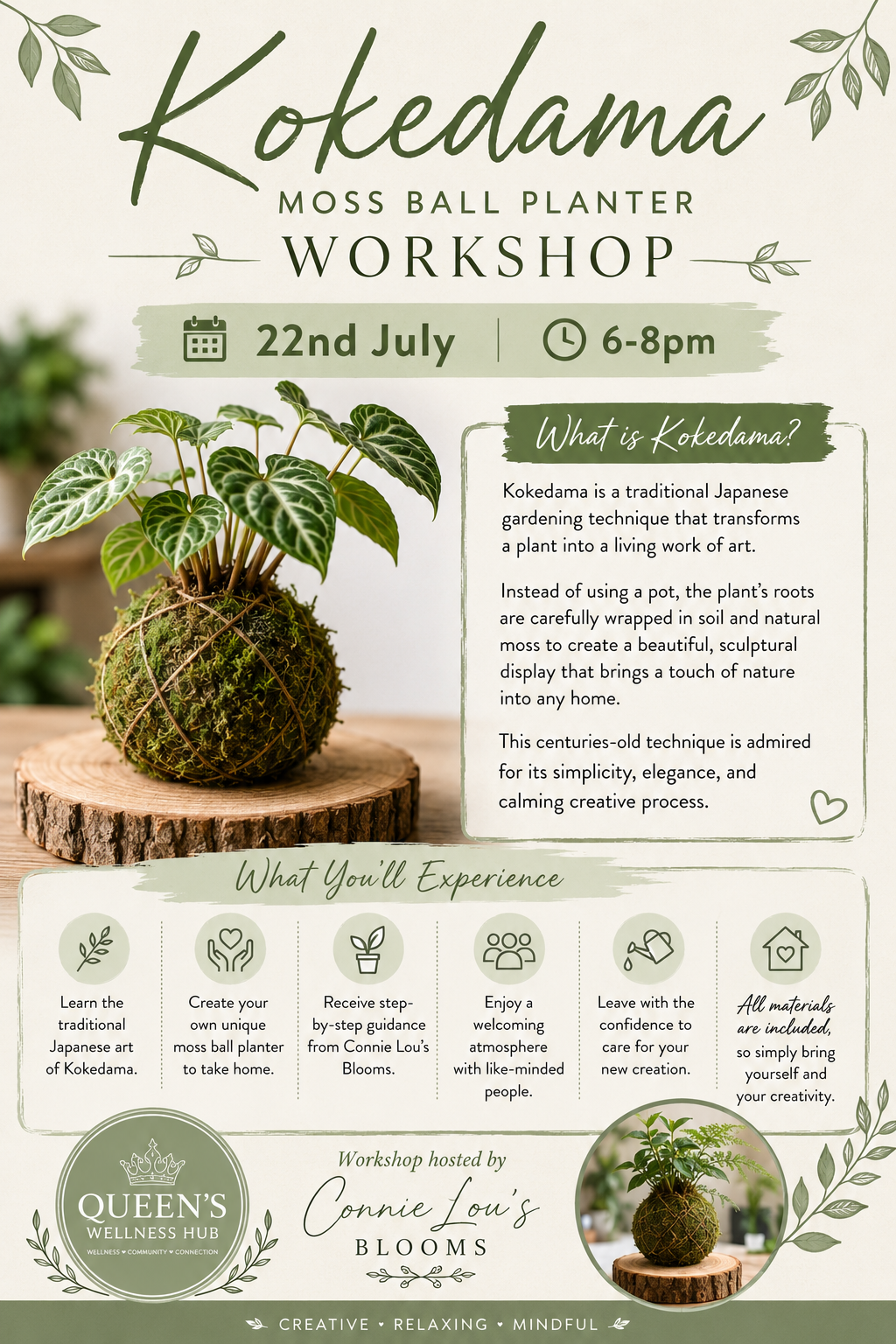 Kokedama flower arranging techniques