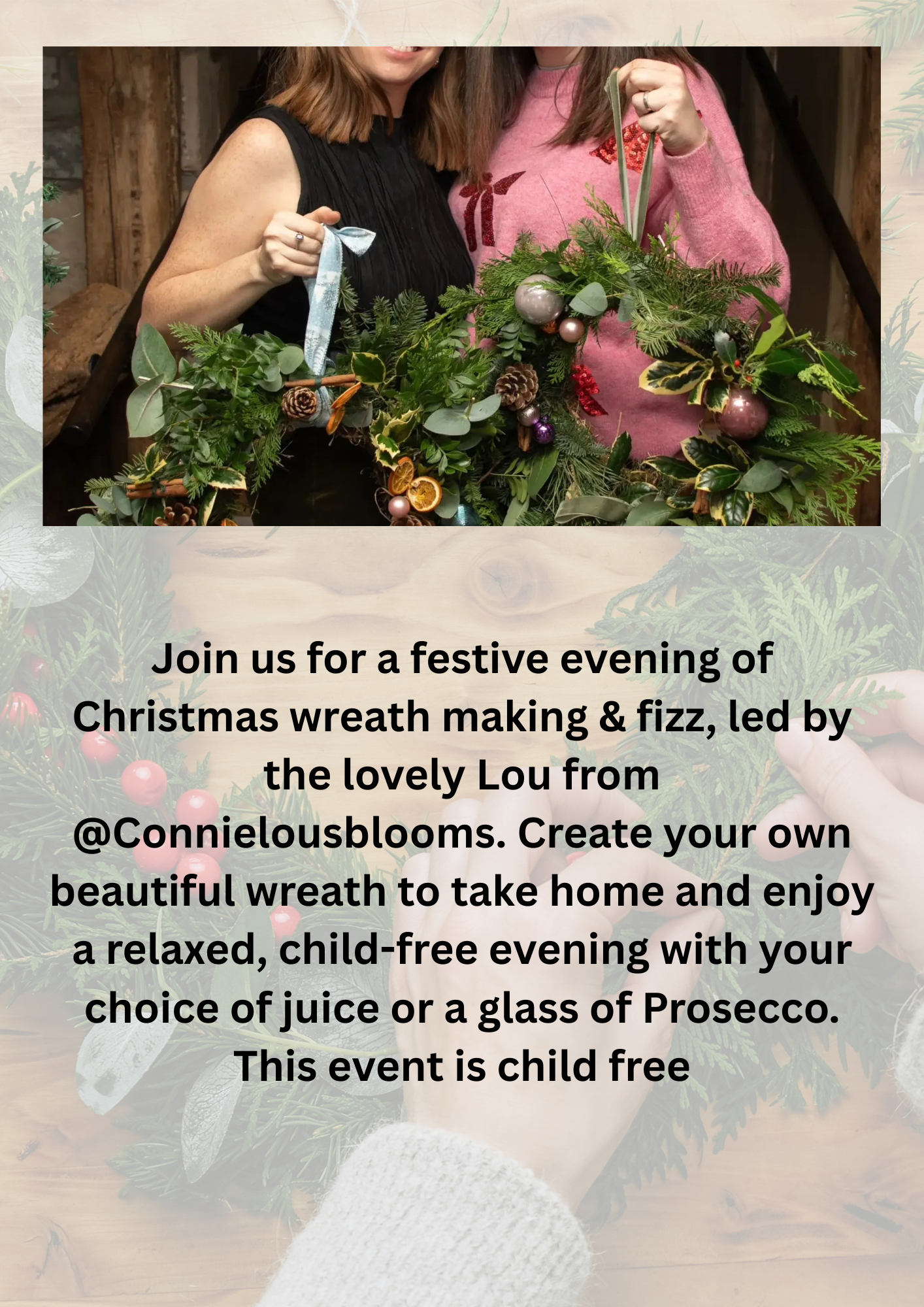 Christmas Wreath & Fizz with The Mum Club Swindon and Connie Lou's blooms