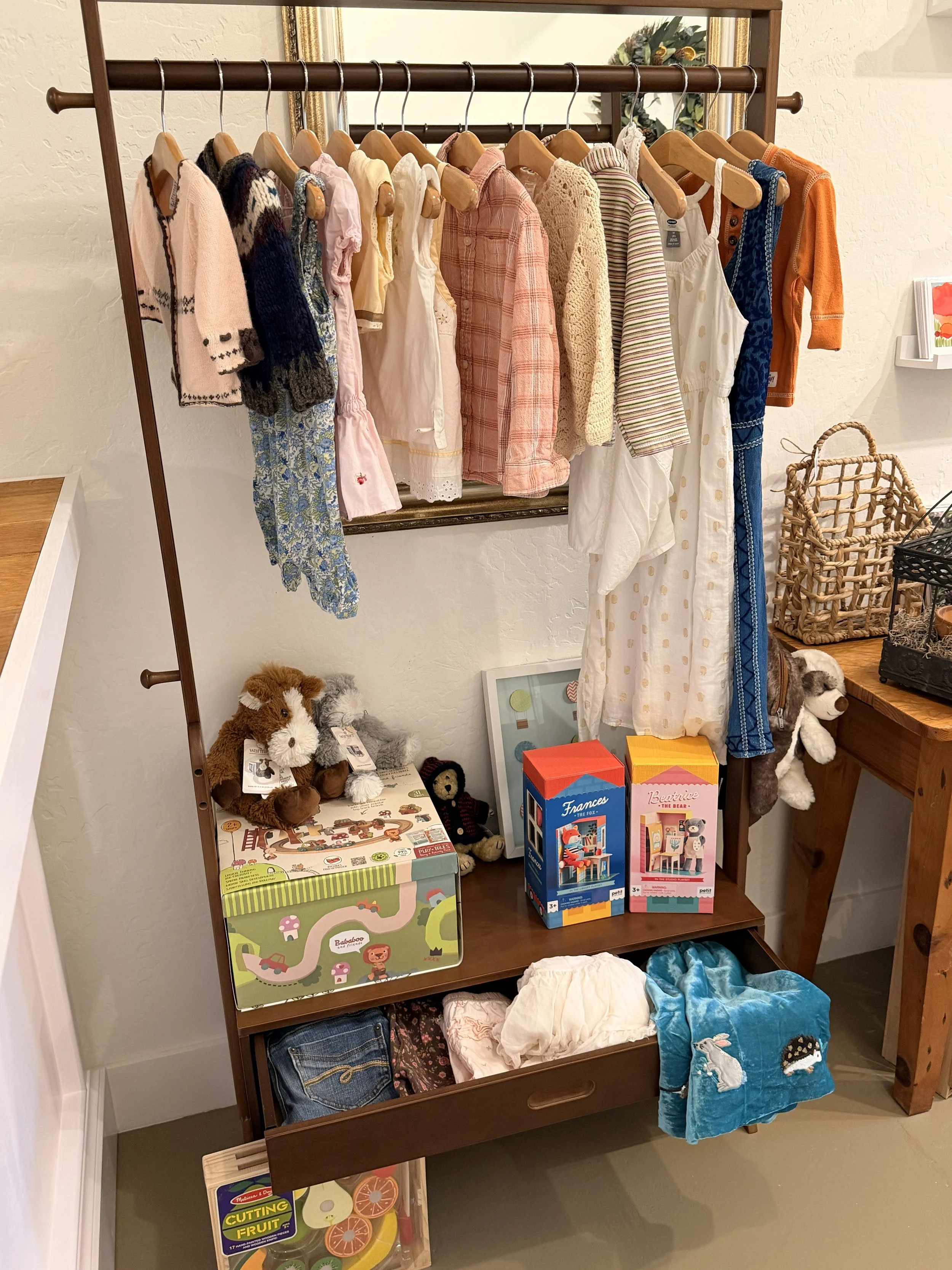 The Children's Section at Bloomie's Boutique is so much fun! It includes carefully curated new and preloved kids' clothing, toys, and stuffed animals. (Photo credit: Melissa Mitchell-Hooge)